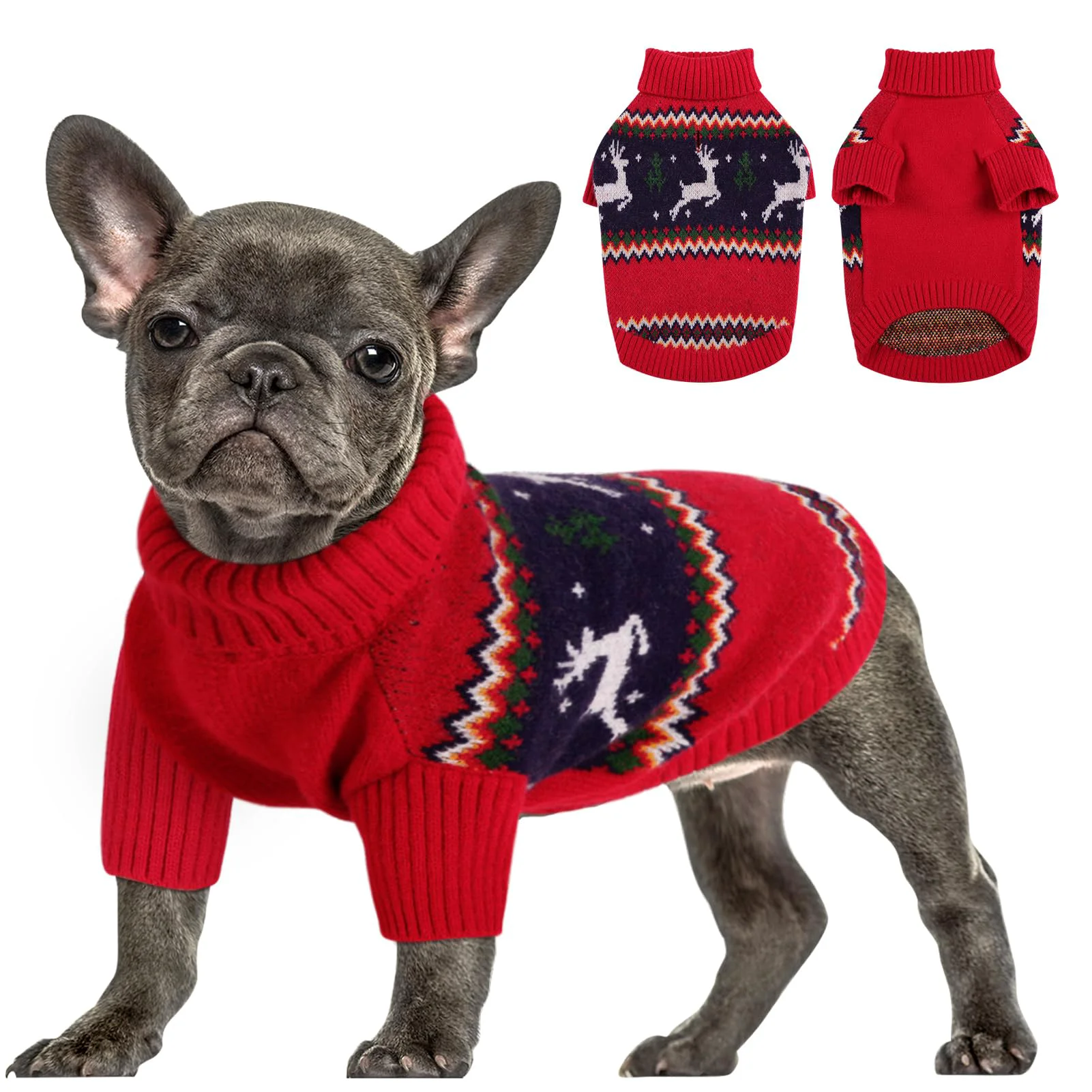 Original Design Queenmore Christmas Dog Sweater – Warm Knitted Pullover for Small Dogs Size L Contemporary