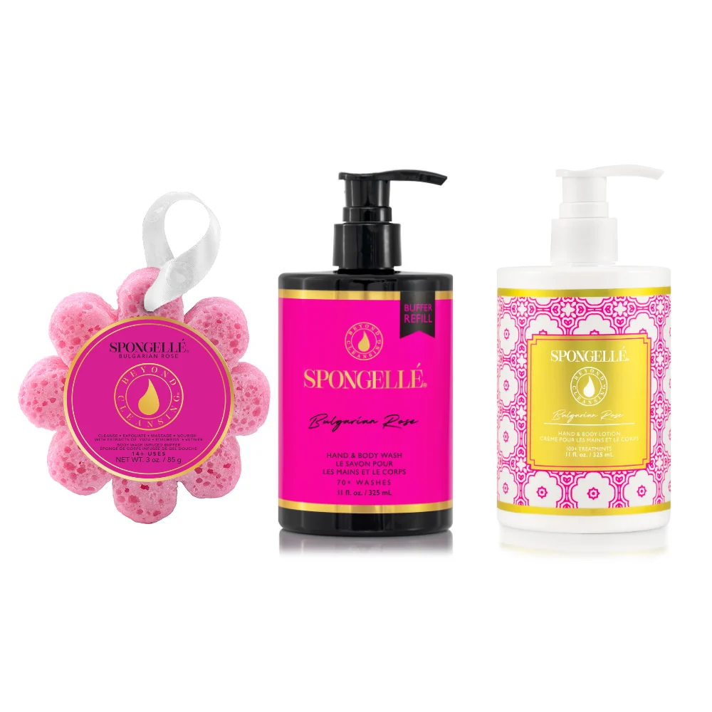 Solid Bulgarian Rose Wild Flower Body Wash Refill and Body Lotion Set High-End