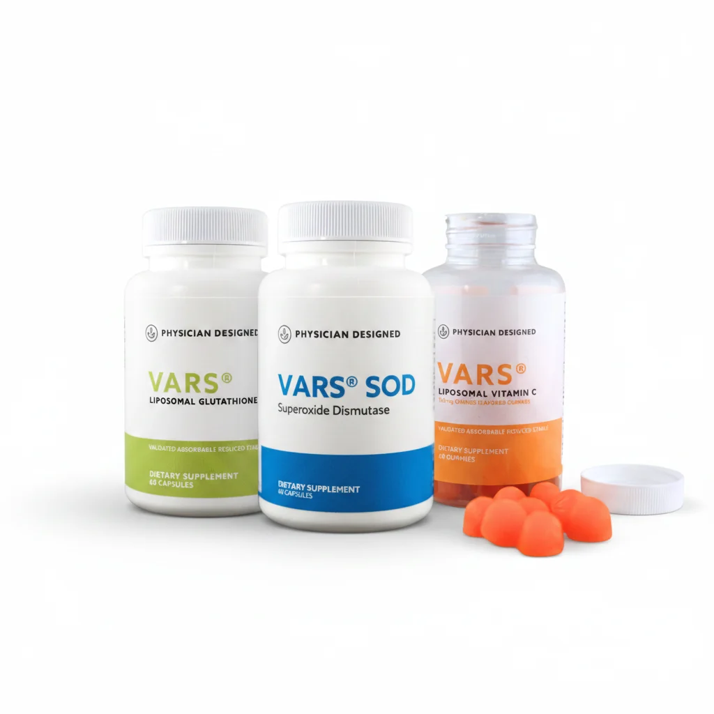 Fine Crafted VARS® Antioxidant Triple Stack — Glutathione SOD Vitamin C Bundle Minimalist