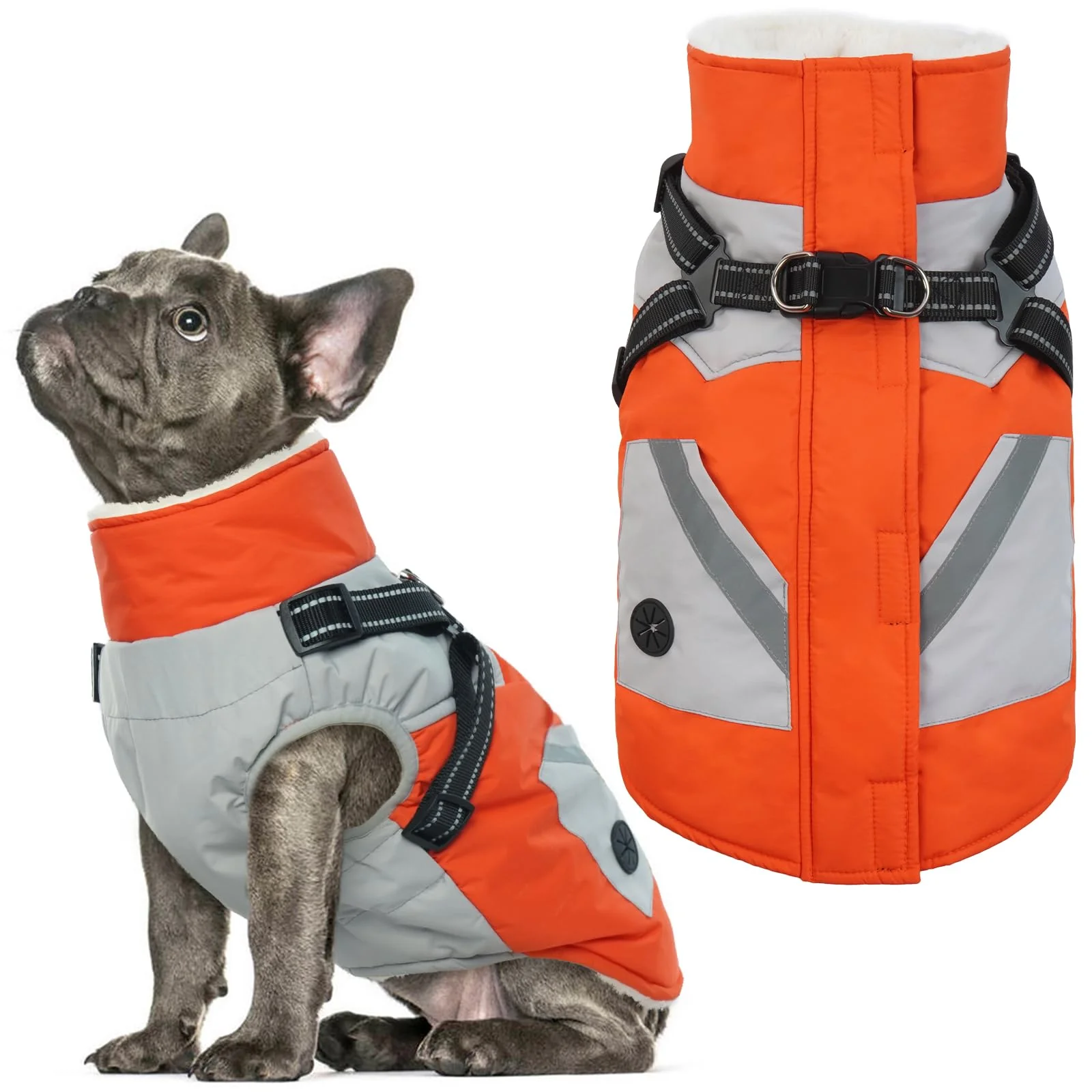Safe IECOii Dog Coat with Harness Built-in – Waterproof Fleece-Lined Winter Coat Large Expertly Made