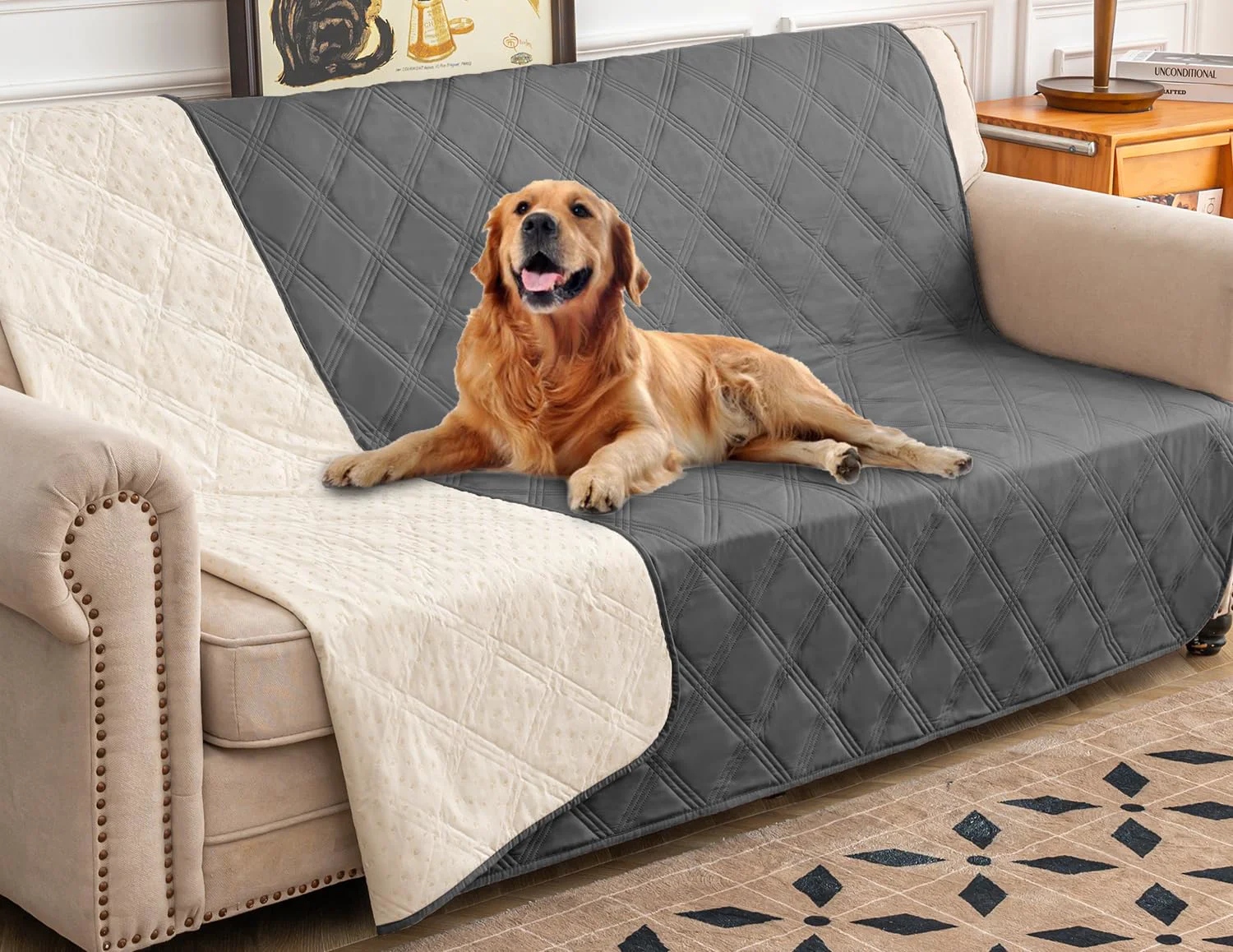 Fine Ameritex Waterproof Dog Bed Cover with Anti-Slip Back – Furniture Sofa Protector Practical