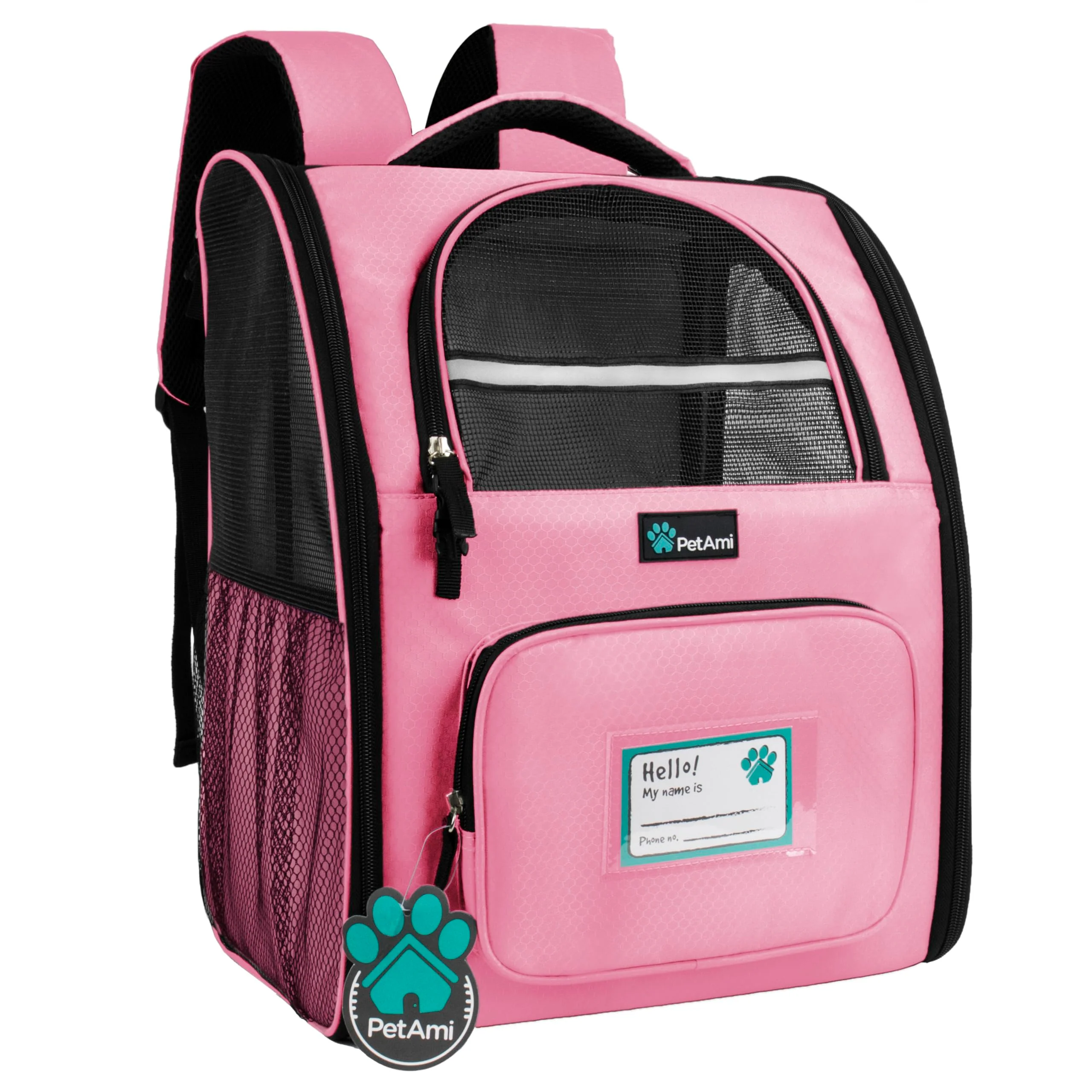 Secure PetAmi Dog Backpack Carrier for Small to Medium Pets – Airline- Ventilated Travel Bag Pink Environmentally Friendly