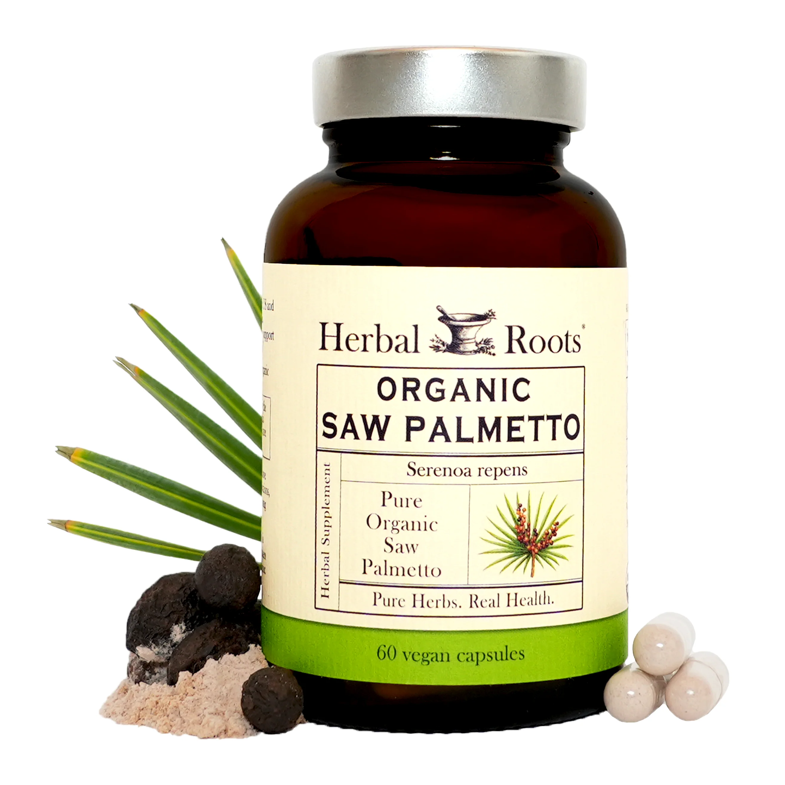 Next-Generation Organic Saw PalmettoHerbal Roots Organic Saw Palmetto Capsules 1 000mg per Serving – Supports Men s Prostate Health – 60 Vegan Capsules Minimalist