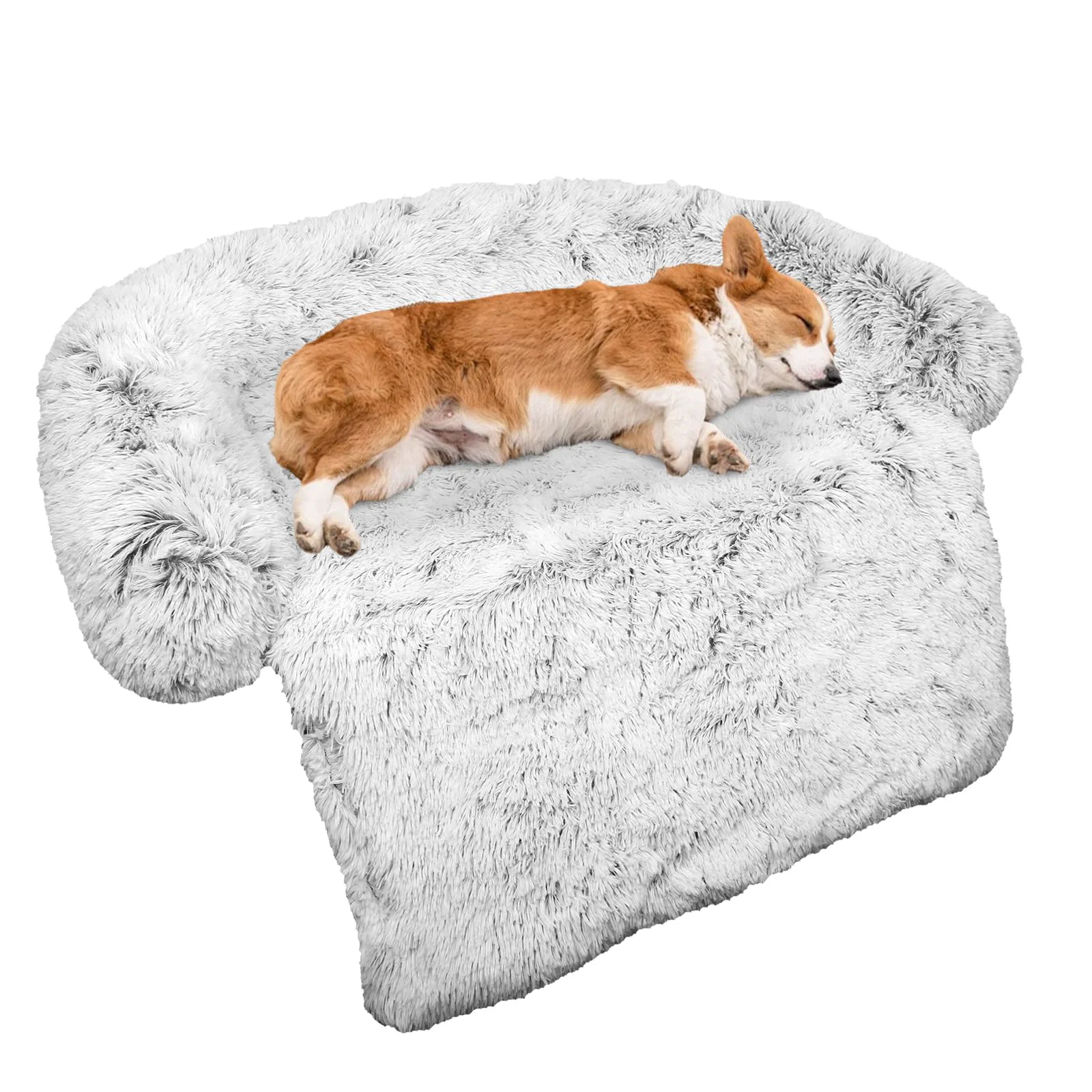 Elite GGIB Calming Dog Bed – Medium Light Grey Plush Mat with Removable Washable Cover Efficient
