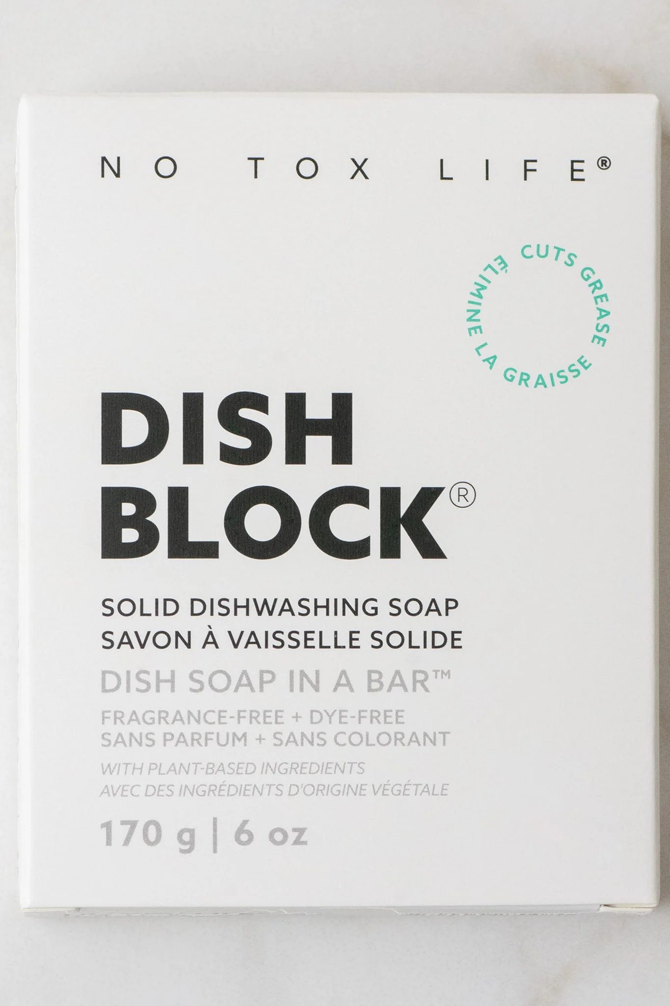 Exceptional DISH BLOCK® solid dish soap – 6 oz 170g bar – No Tox Life® Durable