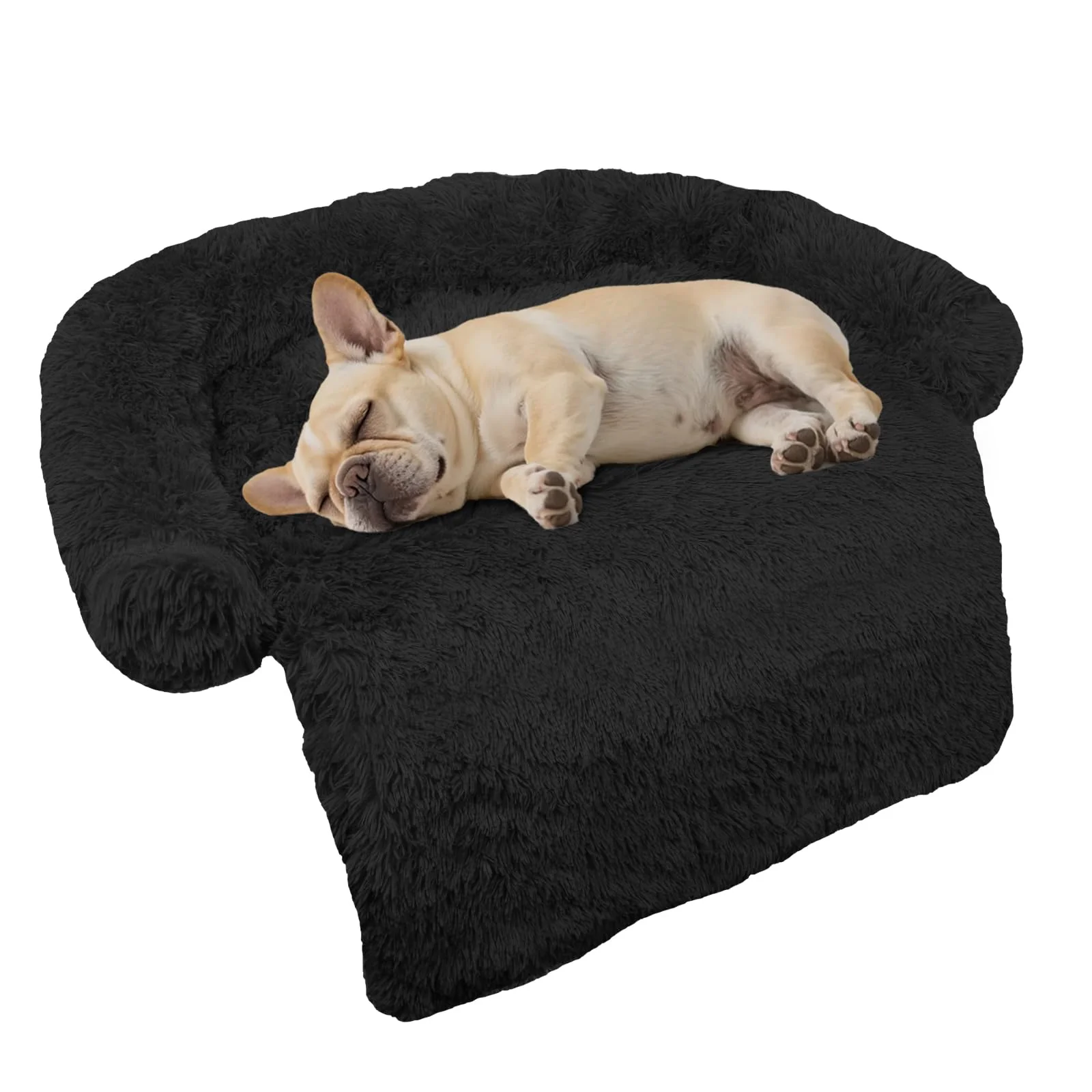 Stylish GGIB Calming Dog Bed – Fluffy Plush Mat with Removable Cover Small Black Expertly Made