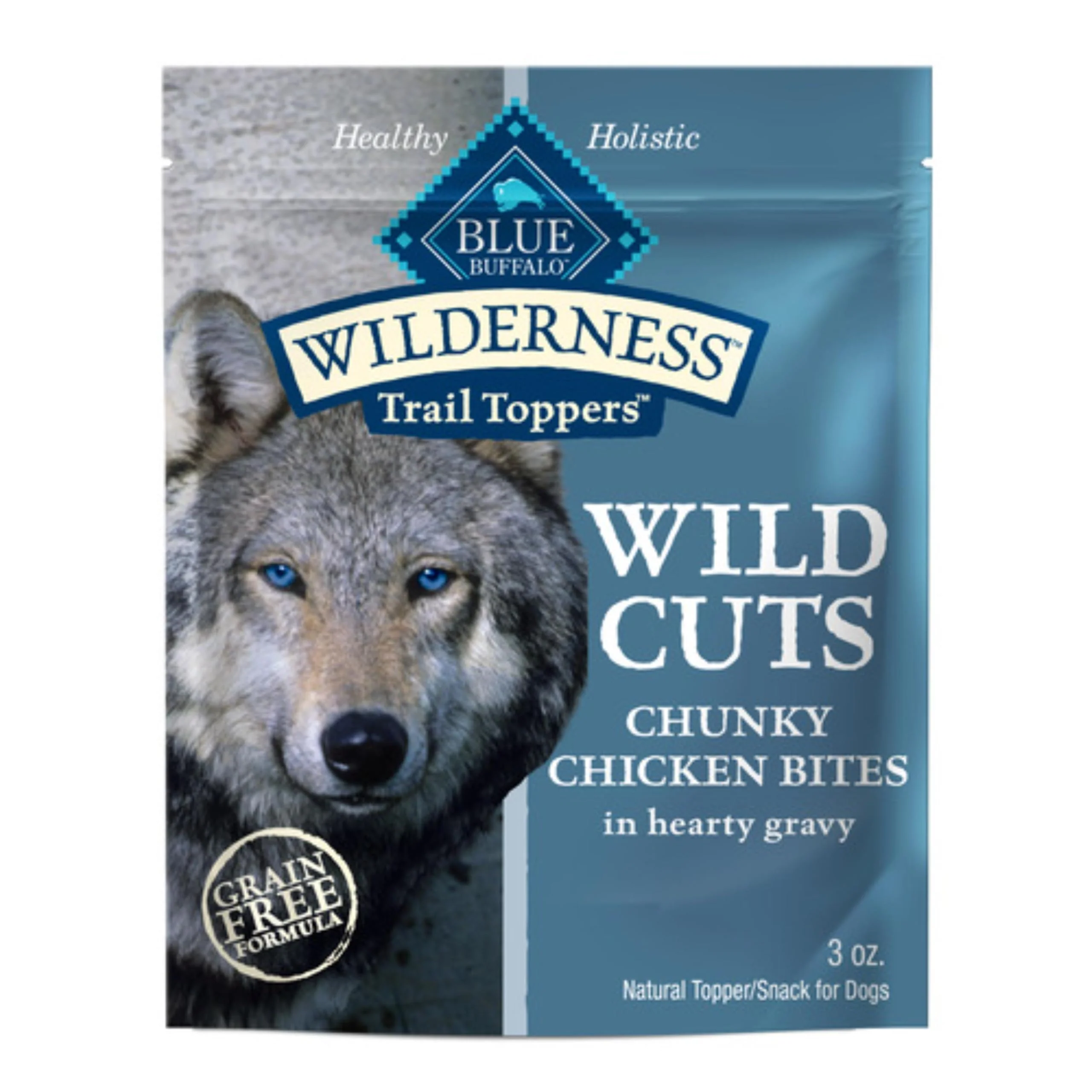Breathable Blue Buffalo Wilderness Trail Toppers Wild Cuts Chicken Bites in Gravy – 3 oz Pouch 24 Count Reusable