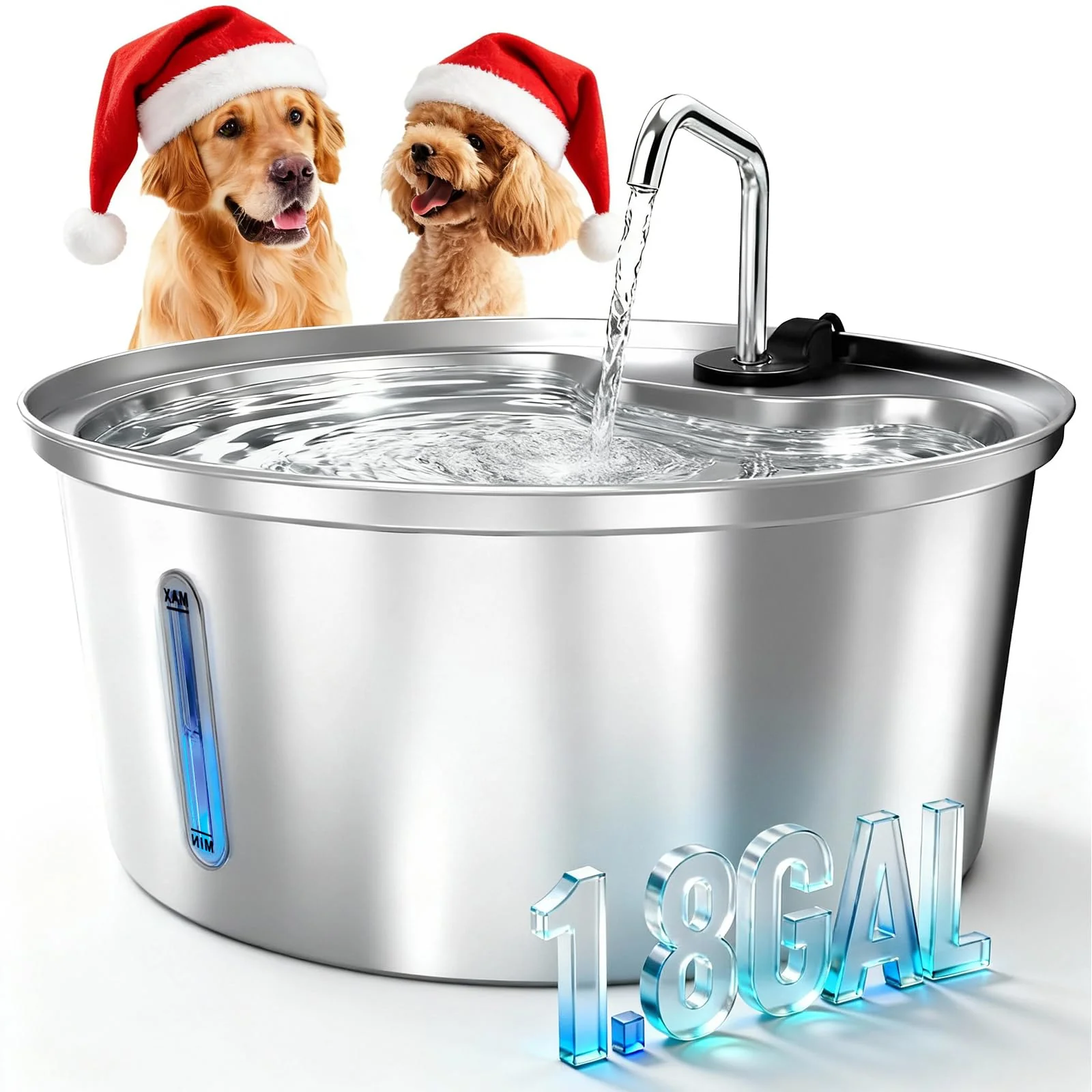 Minimalist Pawccoli Dog Water Fountain — 7L Stainless Steel Multi-Filtration Ultra-Quiet Advanced