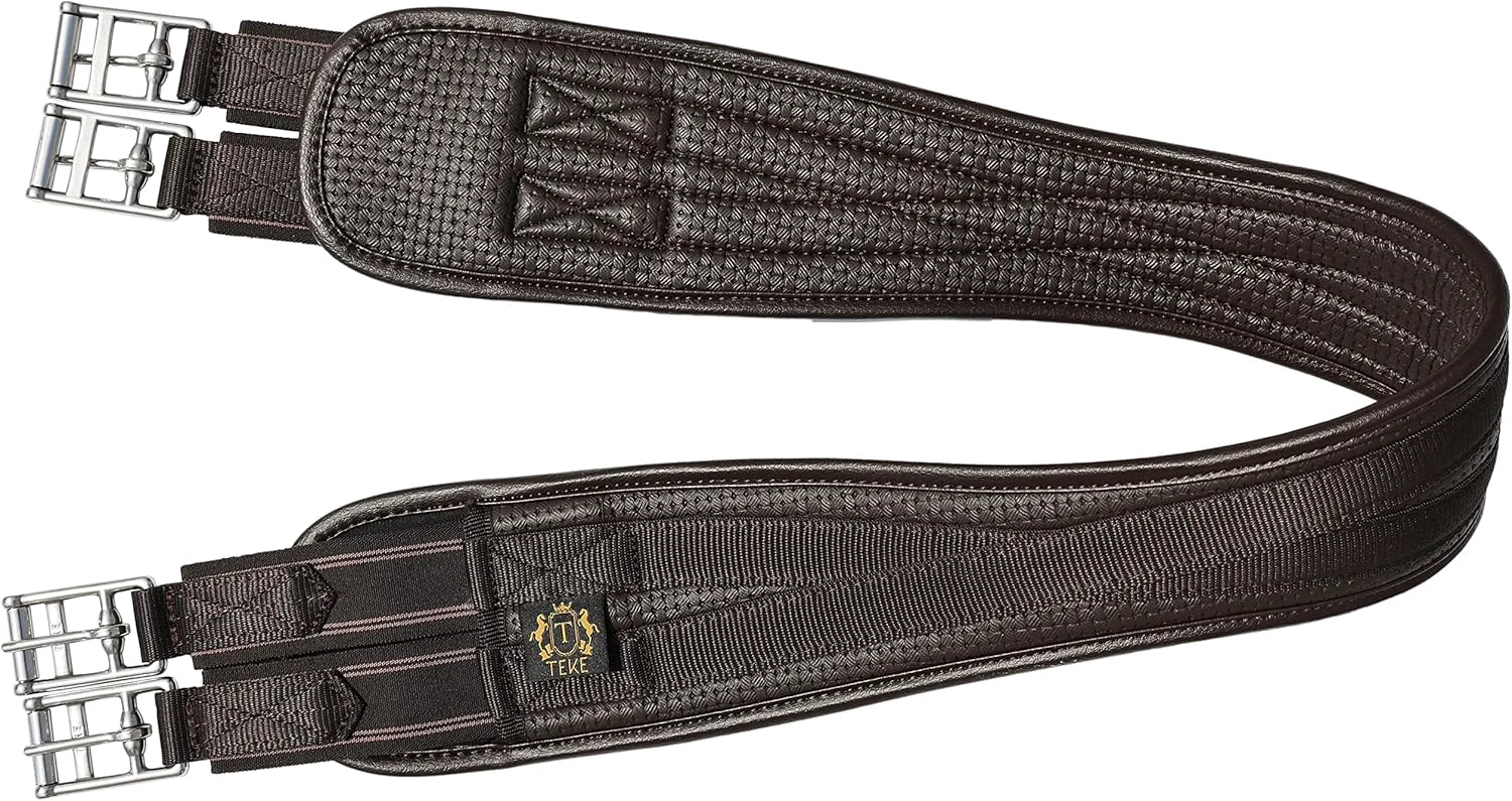 Functional T TEKE Contoured Chafeless Girth for Horses Airflow Waffle PVC Foam Construction with Double Side Heavy Duty Cotton Elastic and Stainless Steel Buckles 38 -56 Official