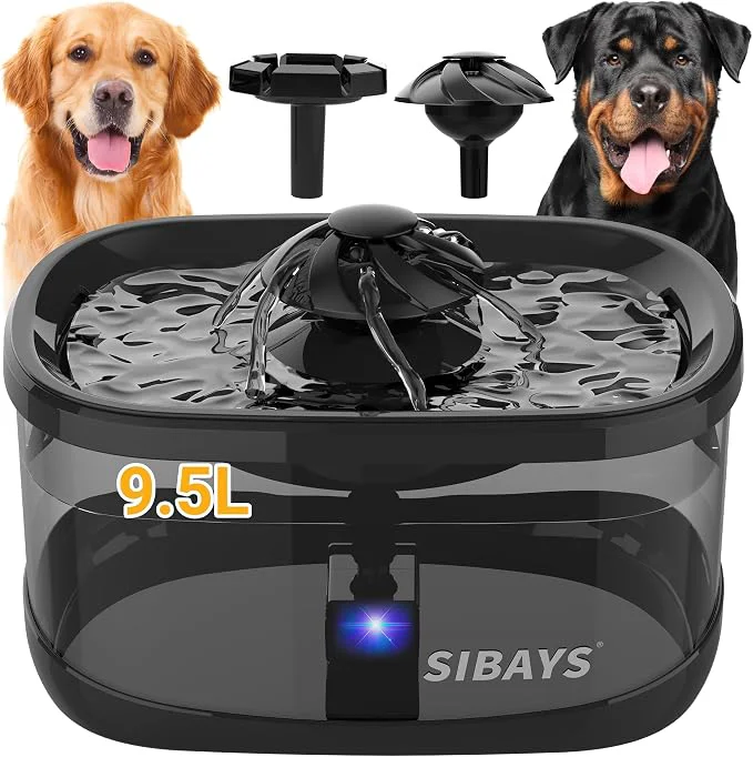 First-Class SIBAYS 9.5L 2.5Gal Dog Water Fountain 3 Flow Modes Automatic Pet Water Fountain Minimalist
