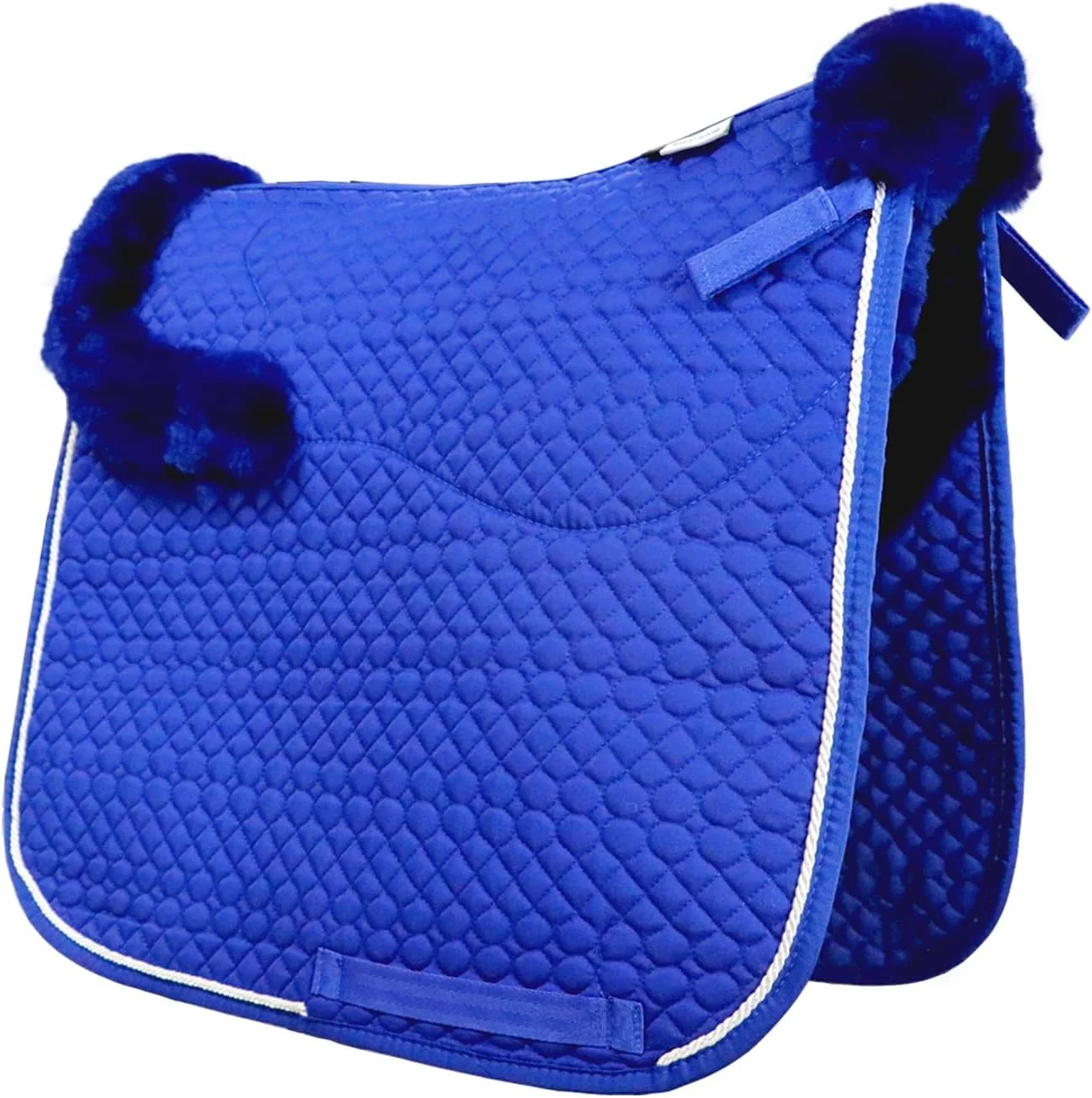 Contemporary Woolous Dressage Saddle Pad English Saddle Pad with Sheepskin Trim Lambskin Wool Fleece Lining Square Saddle Pad for Equestrian Riding Comfortable Shock Absorbing World-Class