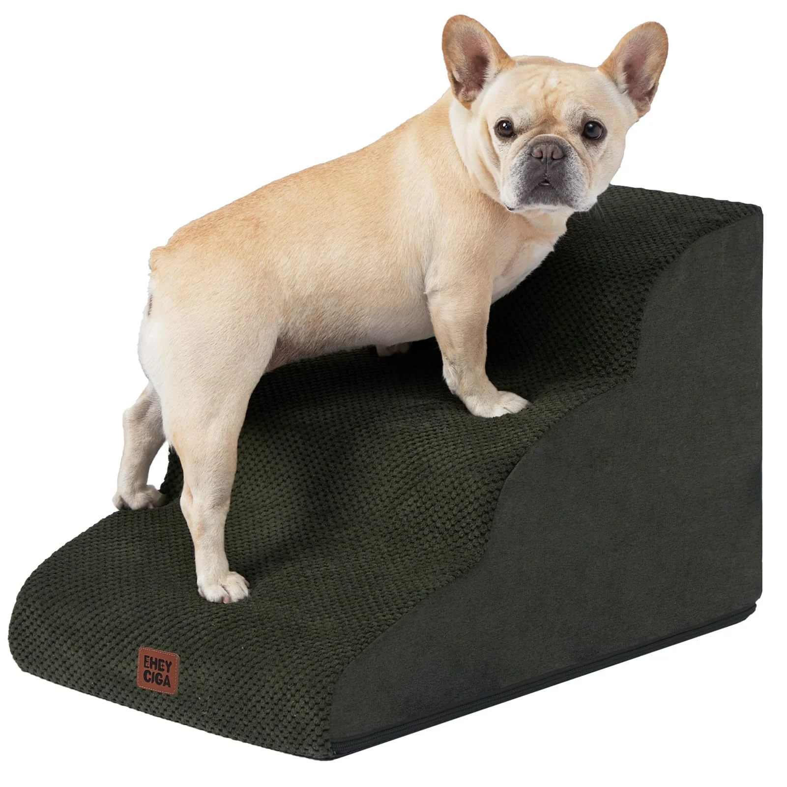 Crafted EHEYCIGA Curved Dog Stairs 3-Step – Non-Slip Indoor Pet Steps Military Green Exceptional
