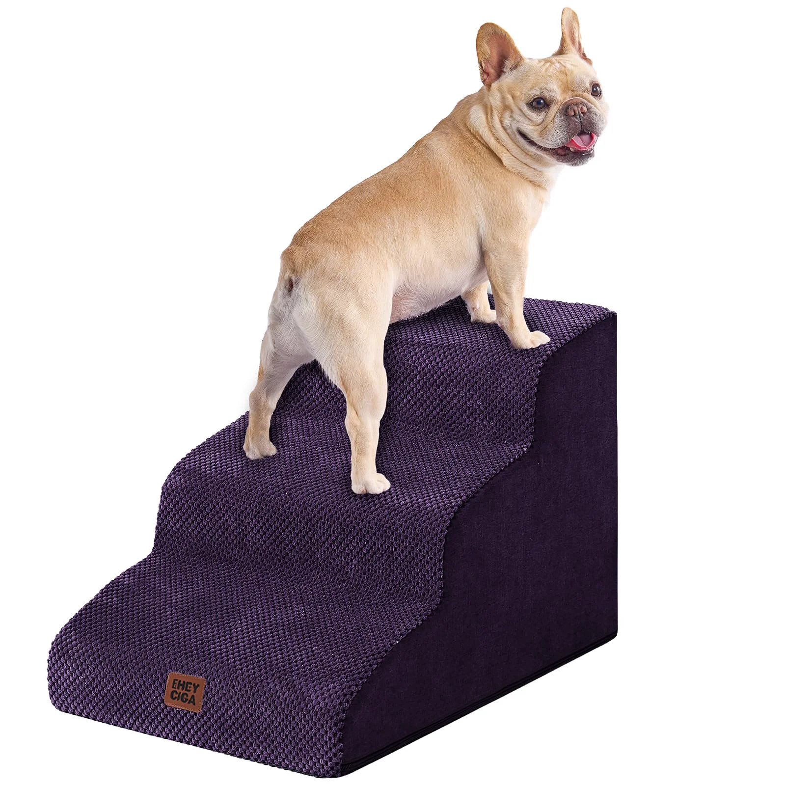 Superior EHEYCIGA Curved 3-Step Dog Stairs – Non-Slip Purple Pet Steps for Sofa Bed Organic