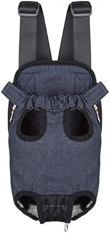 High-Performance Pet Dog Puppy Cat Carrier Five Holes Backpack Double Shoulder Straps Denim Advanced