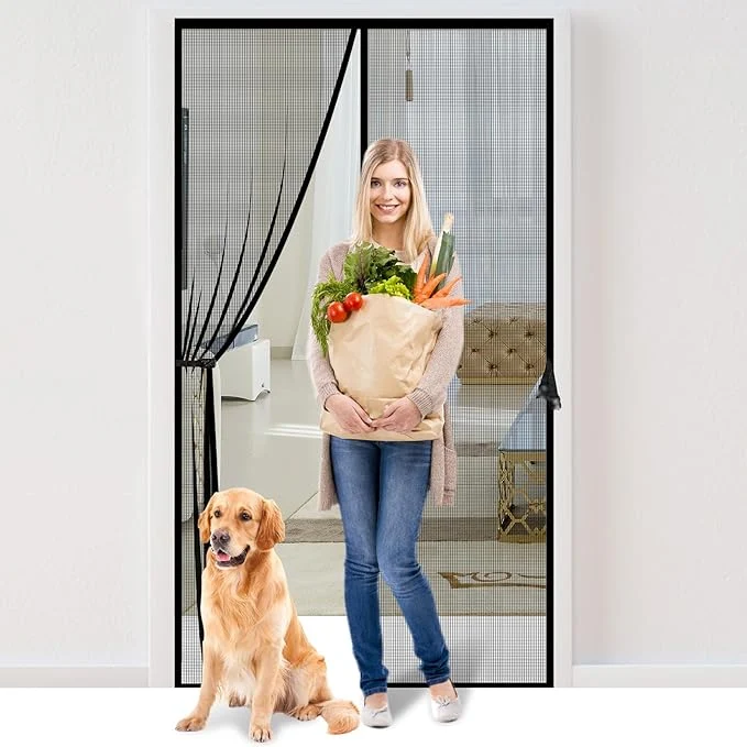 Genuine Fiberglass Magnetic Screen Door Fit Door Size 40 x 83 in- Heavy Duty Fiberglass Reliable
