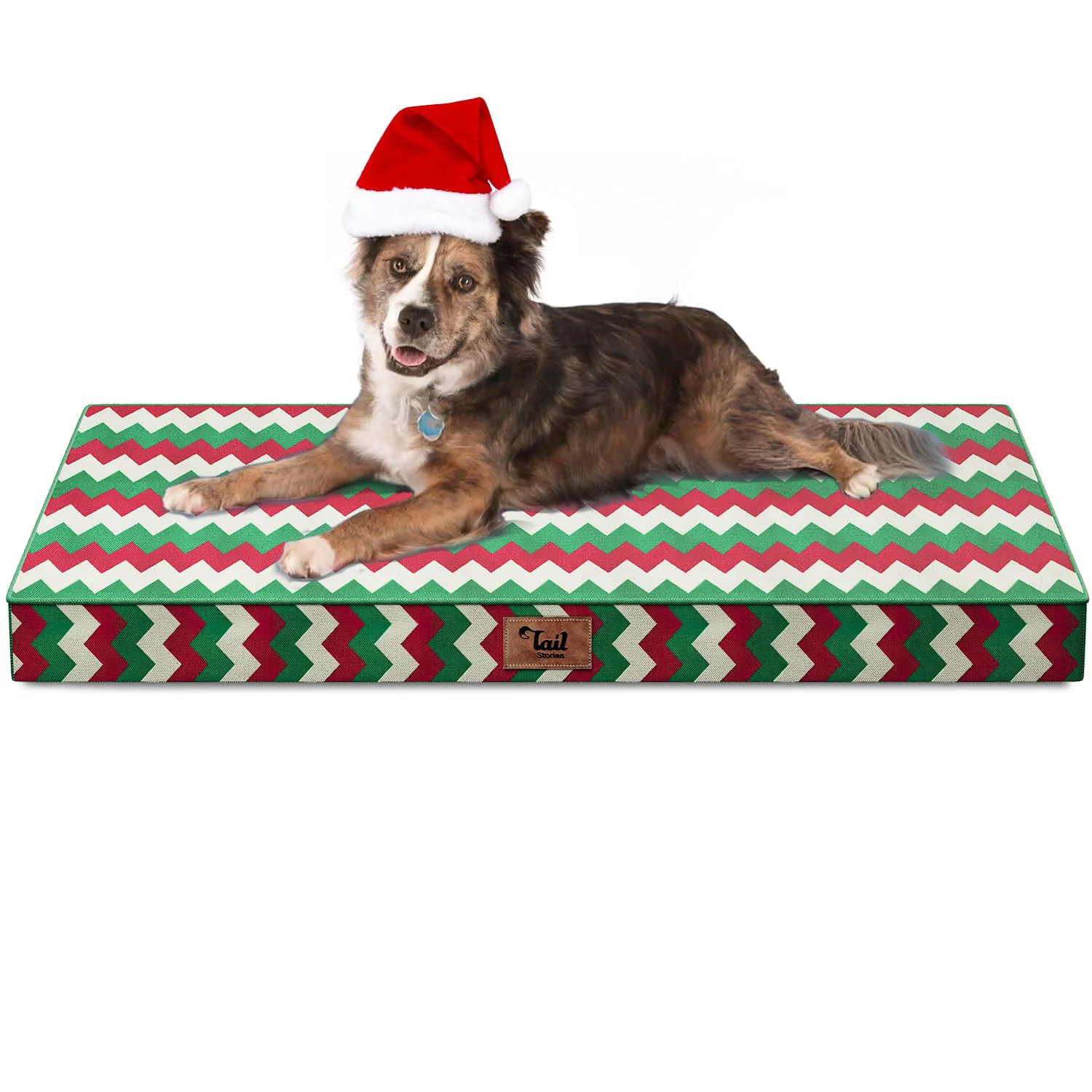 Fast Tail Stories Orthopedic Dog Bed for Large Dogs – Waterproof Washable Egg-Crate Support Stripe Fashionable