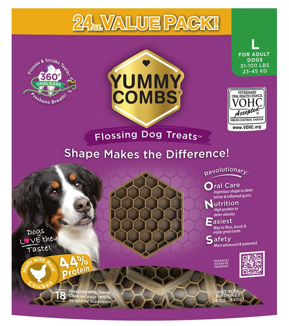 Modern Yummy Combs Dog Dental Treats – VOHC Chicken Protein Large Dogs 24oz Exclusive