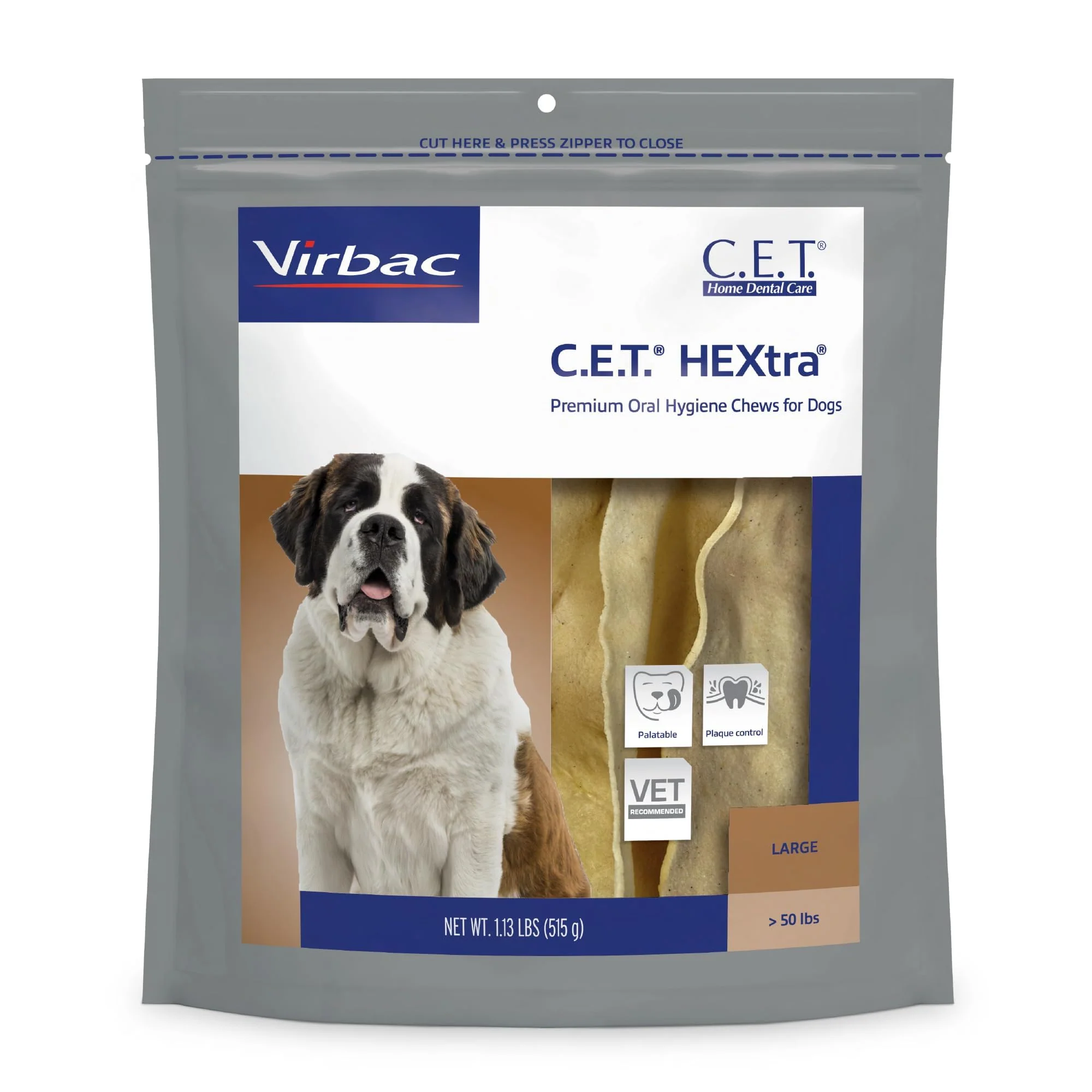 User-Friendly Virbac C.E.T. HEXtra Premium Dental Chews for Dogs Over 50 Lbs Modern