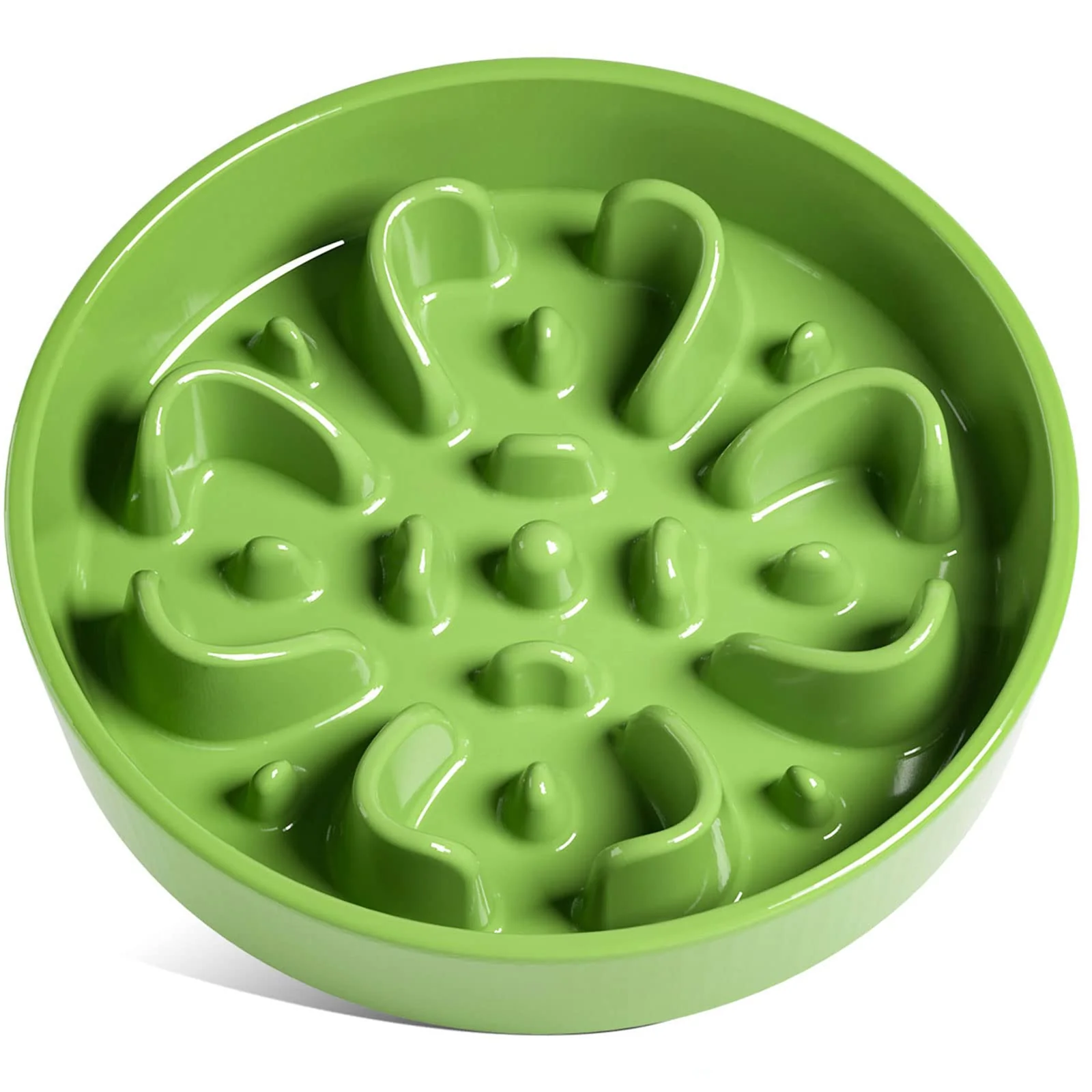 Fine LE TAUCI Ceramic Slow Feeder Dog Bowl 3 Cups – Clover Green Slow-Feed Puzzle Dish Consistent