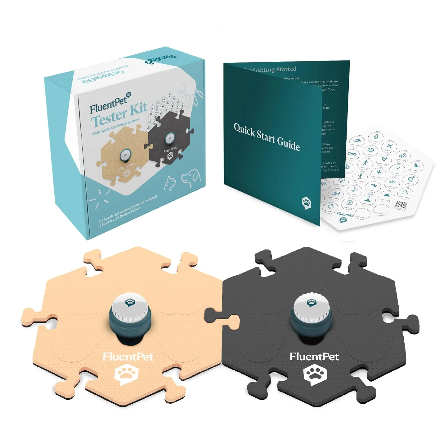 Contemporary FluentPet Speak Up Tester Kit – 2 Talking Buttons 2 HexTiles Fine