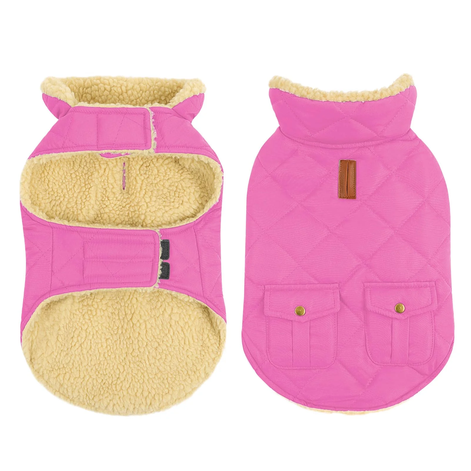 Classic Queenmore Dog Winter Coat – Pink X-Large Fleece Jacket Warm Padding Back Pockets Recyclable