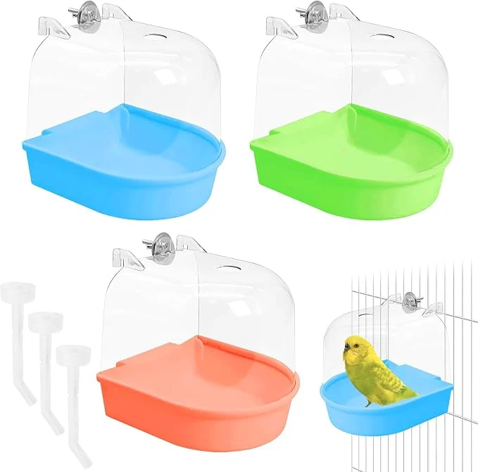 Versatile Tfwadmx 3Pcs Bird Bath for Cage Hanging Parakeet Bath Box Clear Bird Bathtub Authentic