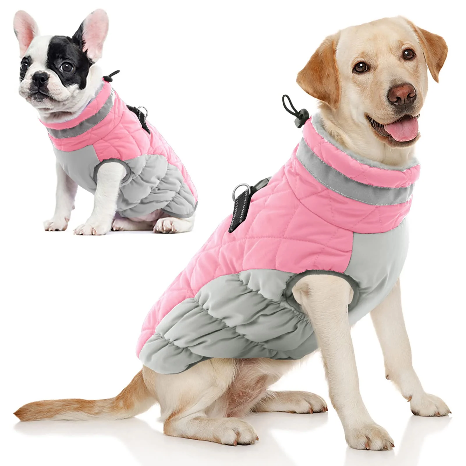 Pure AOFITEE Pink XL Dog Coat — Warm Winter Jacket with Built-in Harness Reflective Waterproof Fleece Vest Flexible