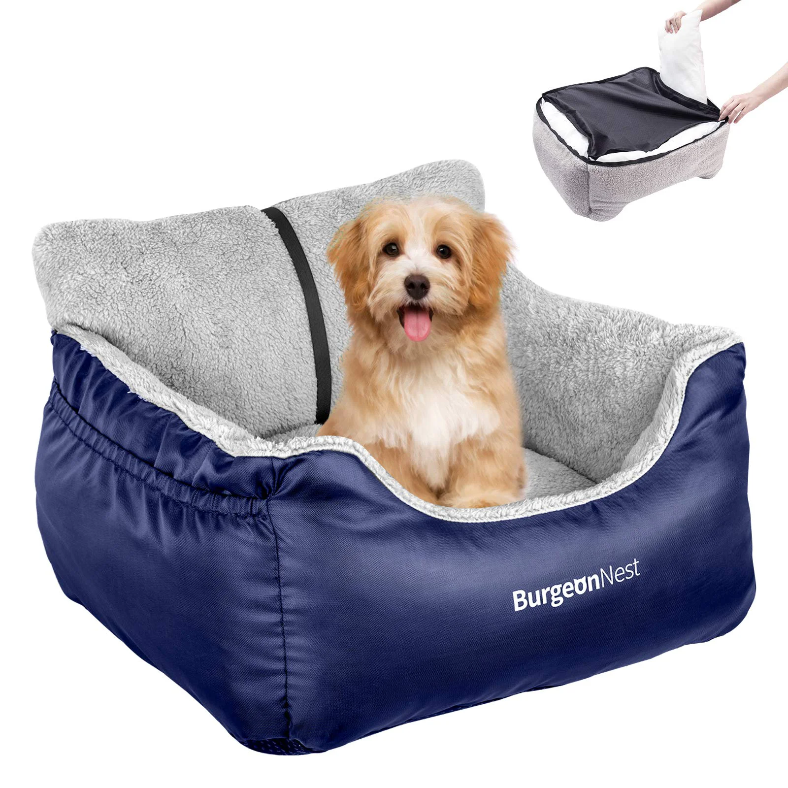 World-Class BurgeonNest Dog Car Seat for Small Dogs – Detachable Washable Portable Blue High-Quality