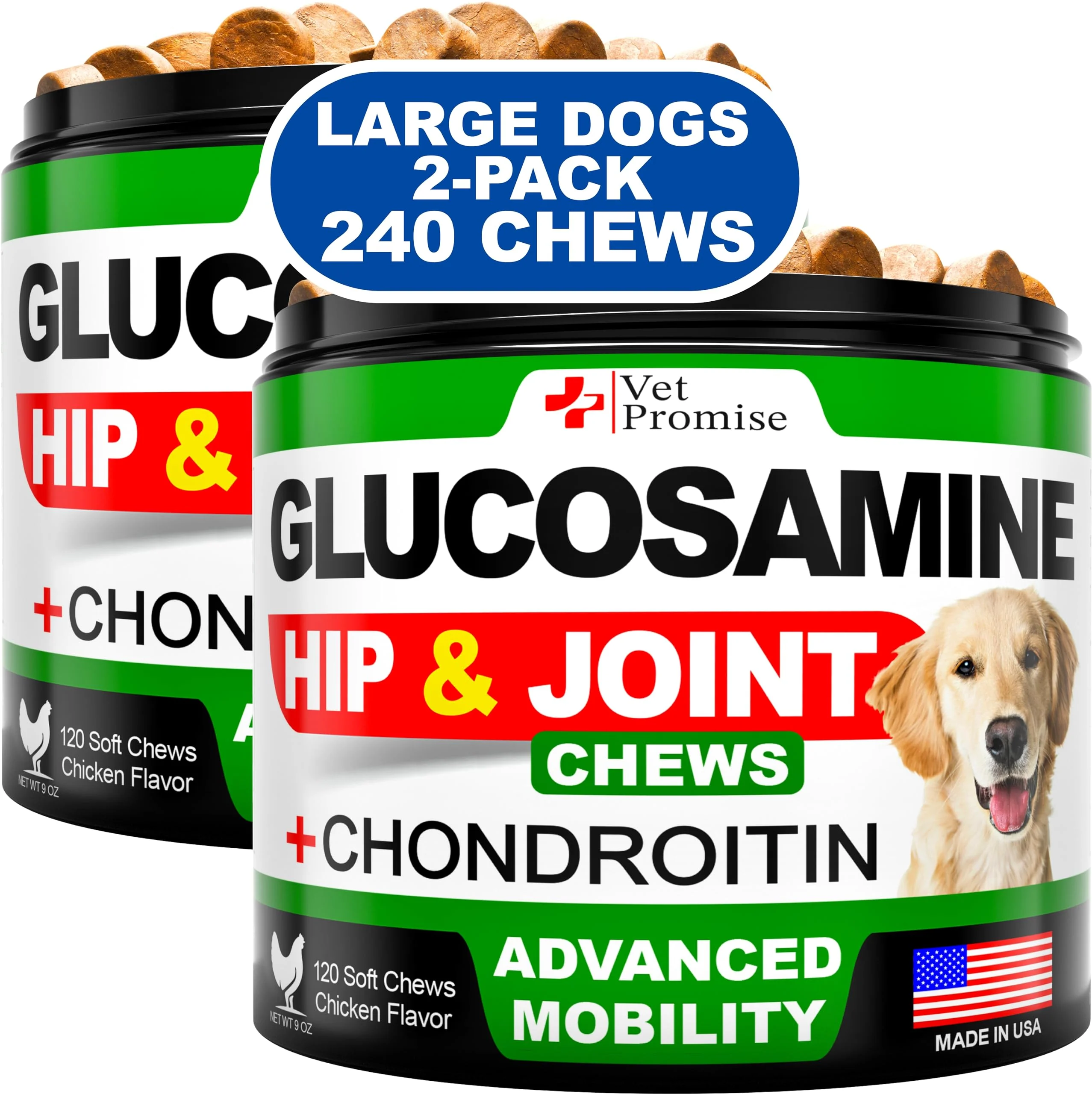 Versatile Vet Promise 2 Pack Glucosamine for Dogs – Hip Joint Support Chews with Chondroitin MSM Hemp Oil Exclusive