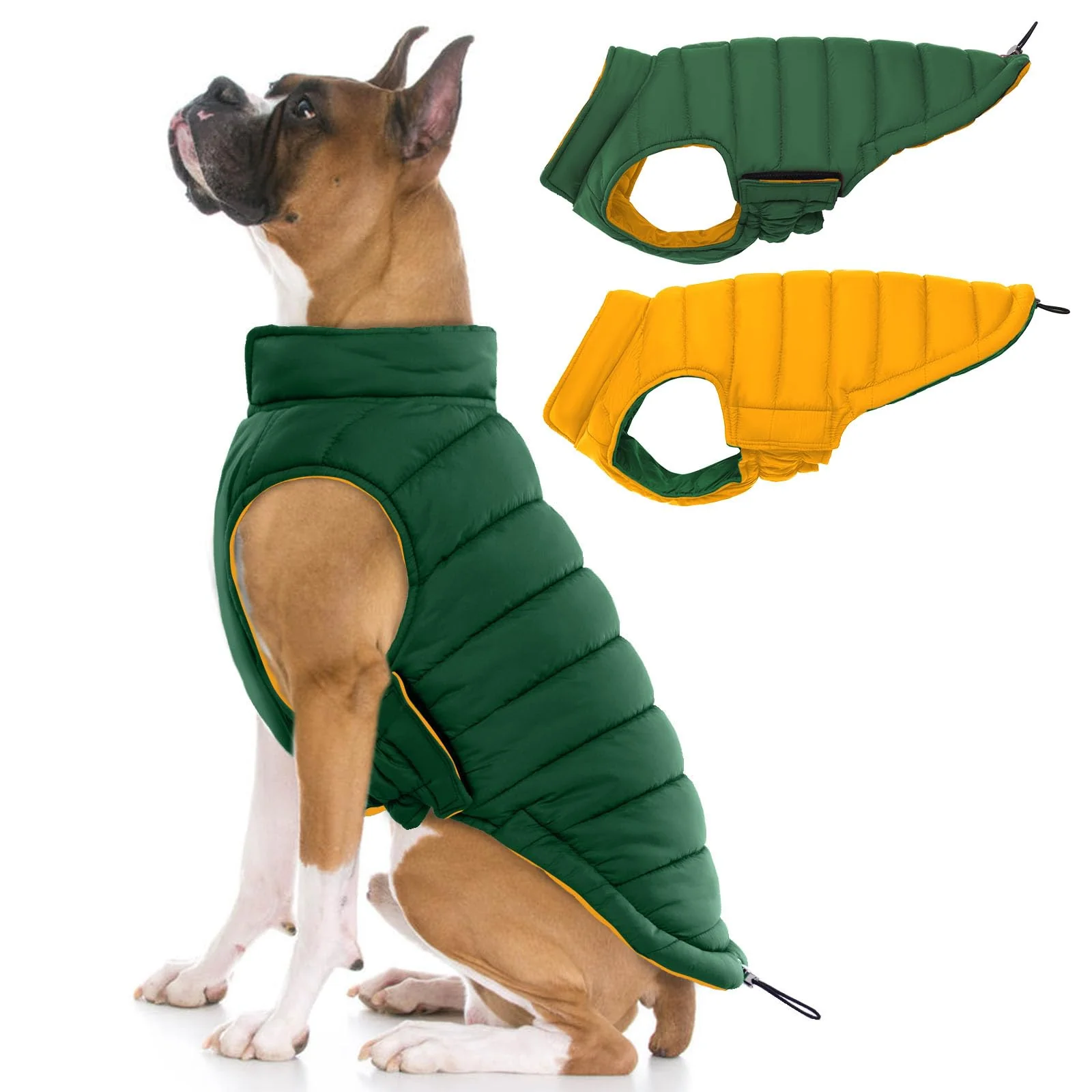 Lightweight LeLePet Reversible Waterproof Dog Coat Windproof Winter Puffer Vest for Medium Dogs Powerful