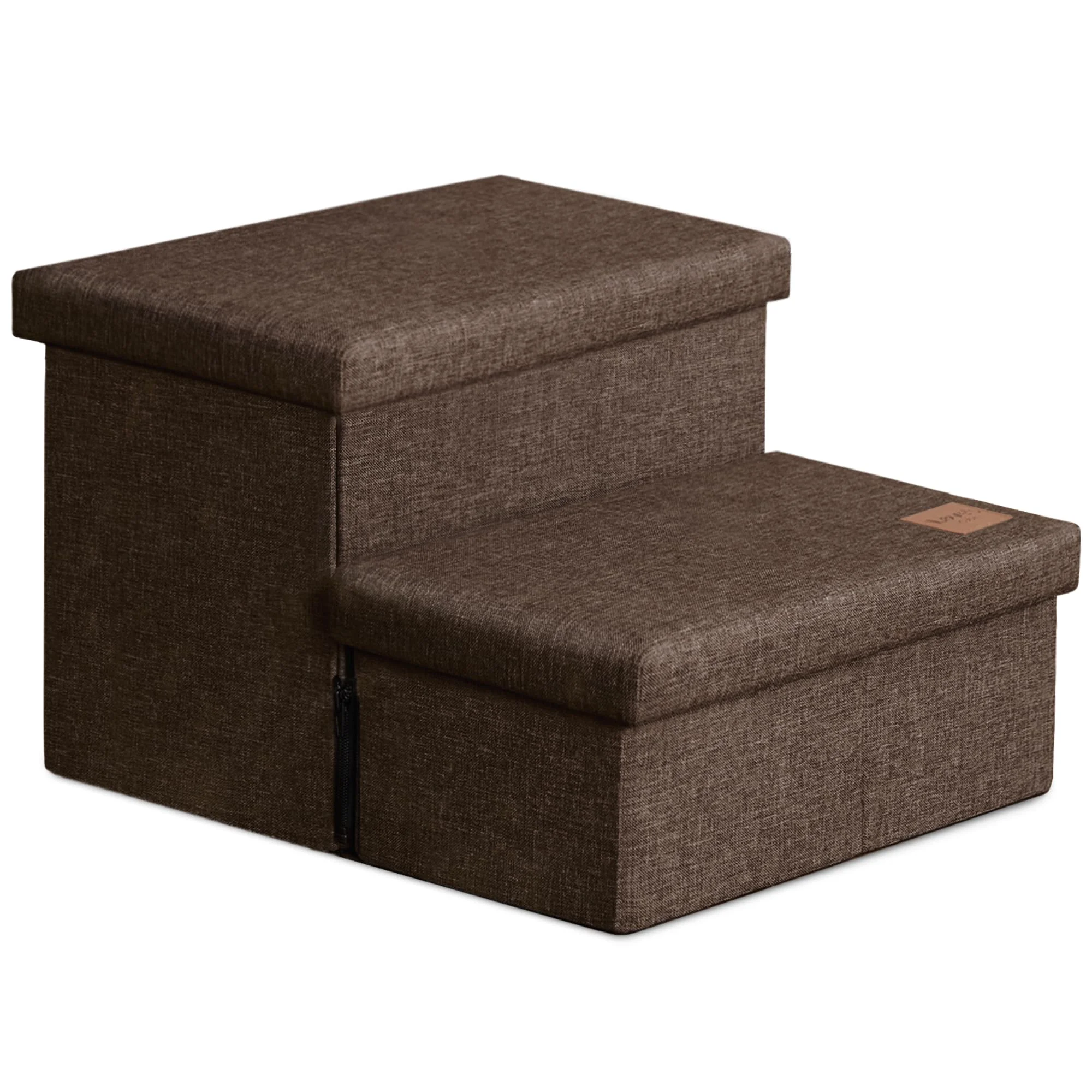 Crafted Love’s cabin Dog Stairs with Storage – 13 inch Foldable Pet Steps up to 150 lbs Coffee Smooth