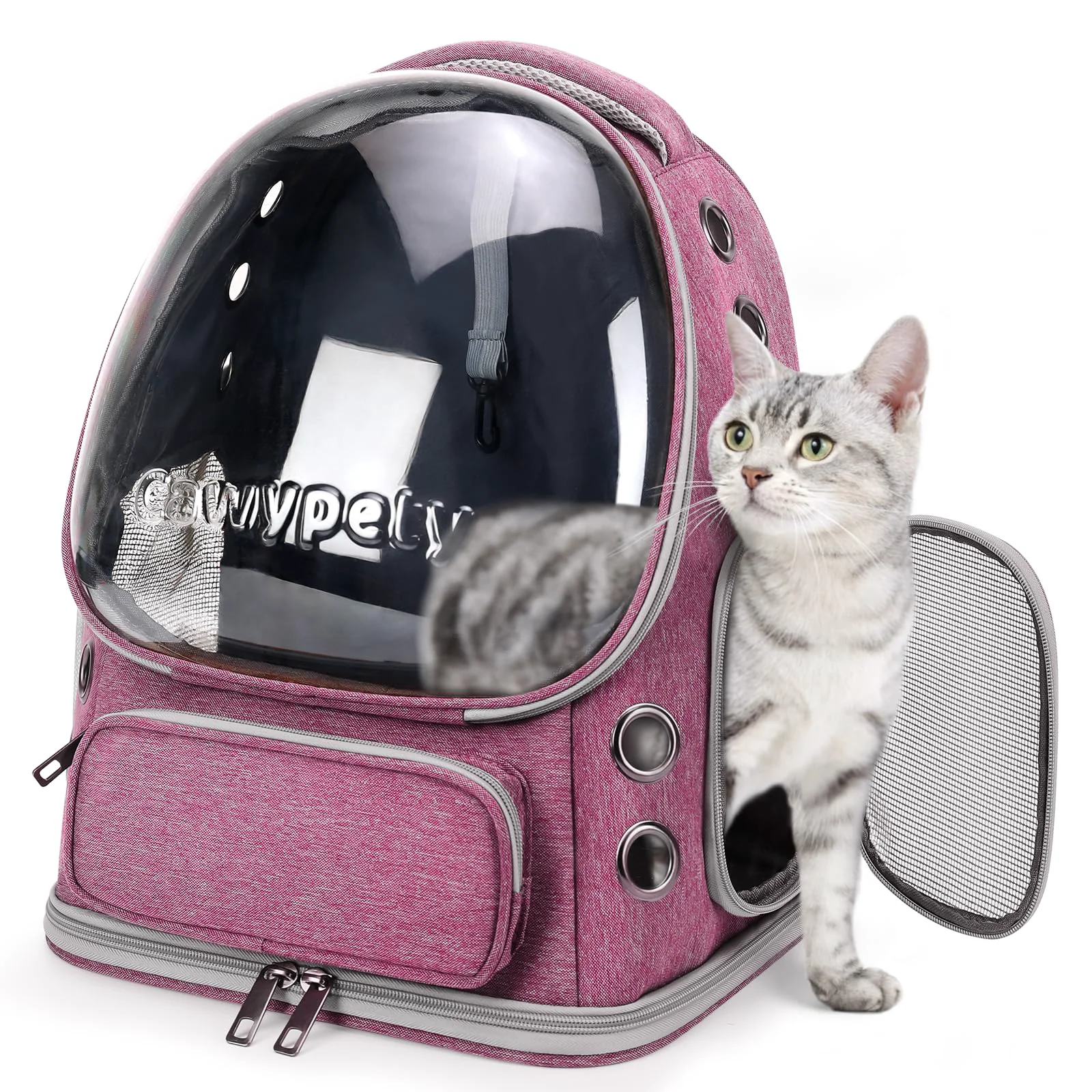 Efficient Cawypety Cat Backpack Carrier — Breathable Bubble Window Foldable Travel Carrier for Cats Small Dogs up to 15 lbs Pink Effective