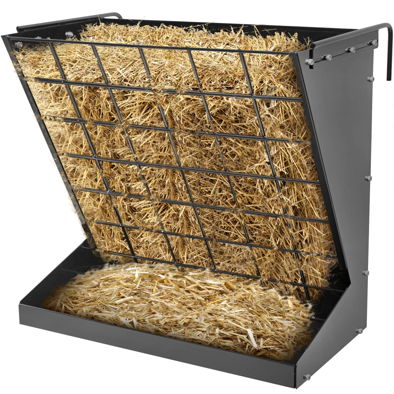 Elite YXJSTO Wall Mount Hay Rack – Heavy-Duty Galvanized 2-in-1 Hay Grain Feeder Convenient
