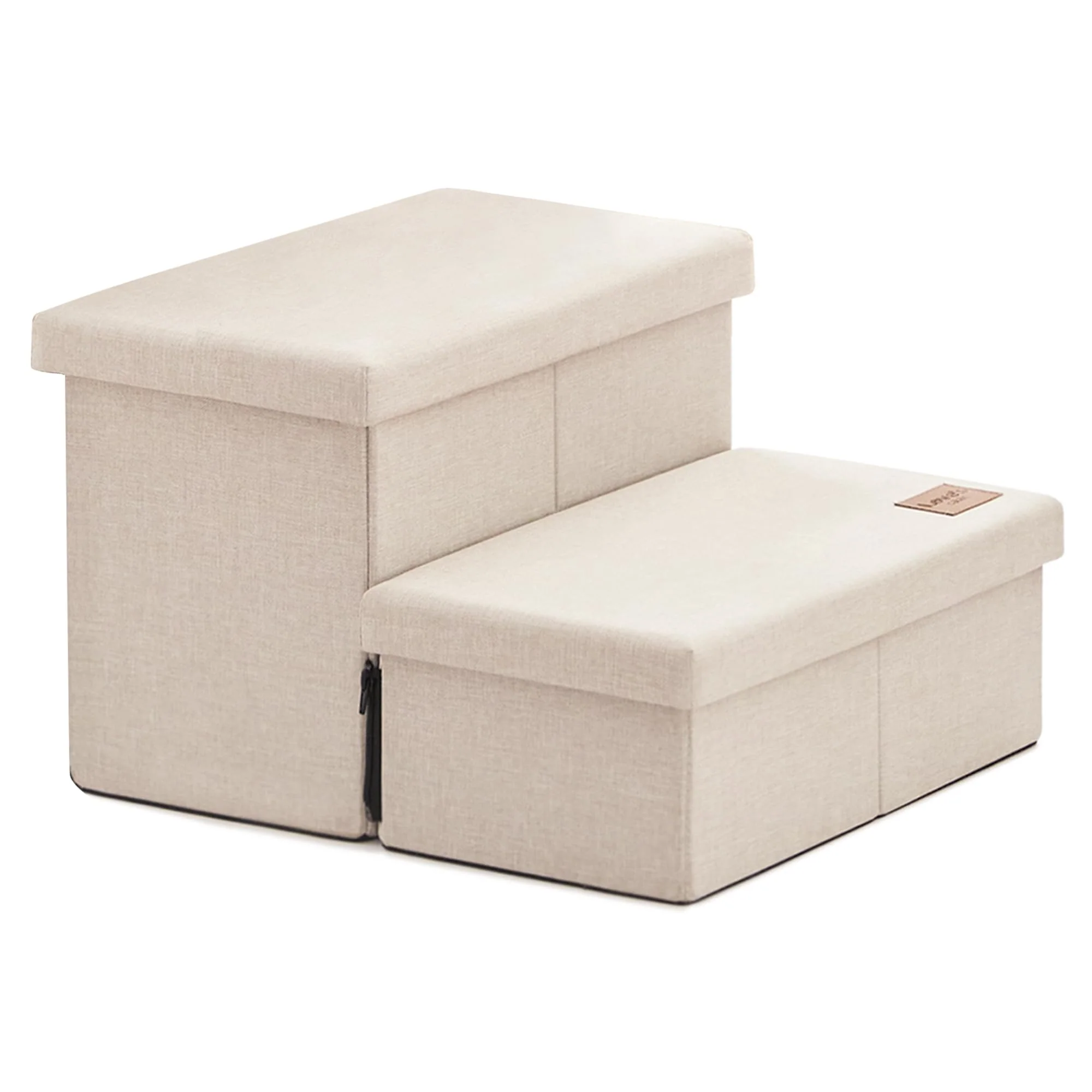 Advanced Love’s cabin Dog Stairs with Storage — Foldable 13 H 2-Step Beige Up to 150 lbs Enhanced