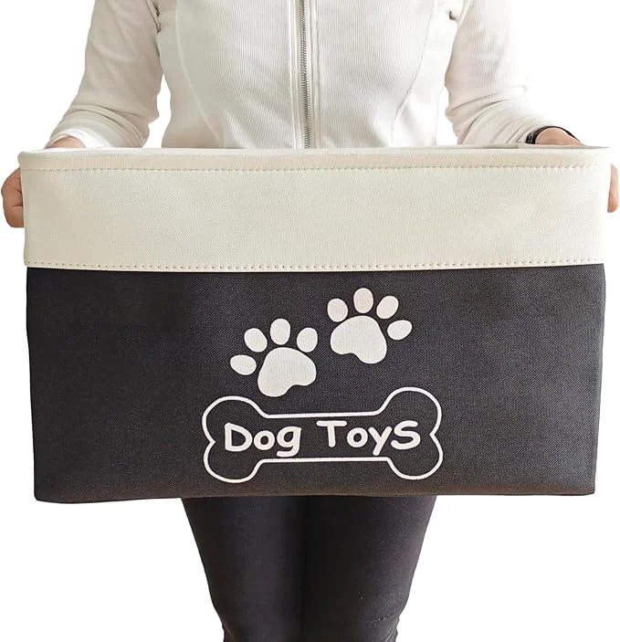 Durable Large Dog Toy Basket Collapsible Dog Toy Box Shape Keeping Rectangle Dog Toy Bin for Pet Toys AccessoriesAbout ThisOverview Solid