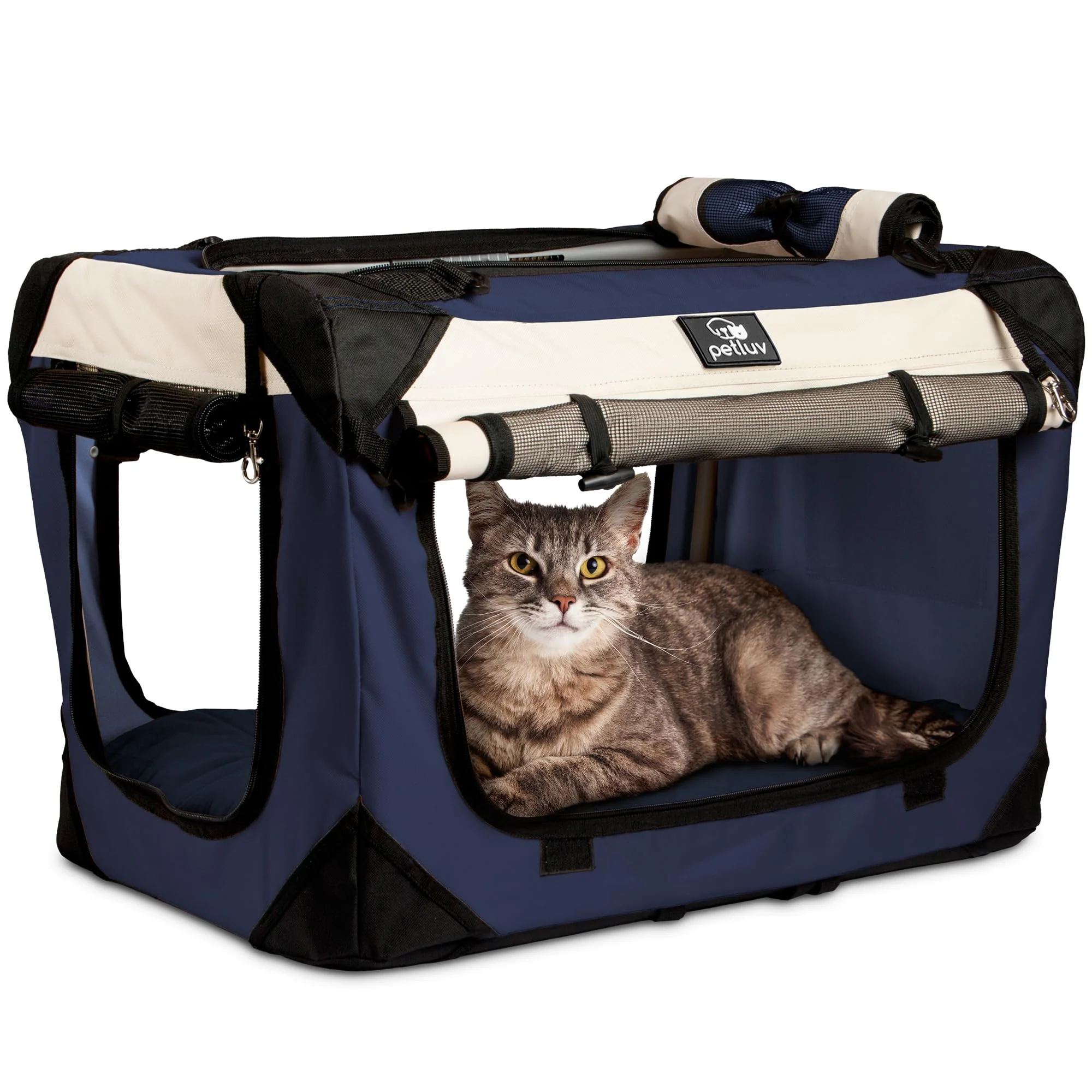 Trendy PetLuv Cat Dog Soft-Sided Carrier Large 24x16x16 Privacy Windows Plush Bed Foldable Top-Quality
