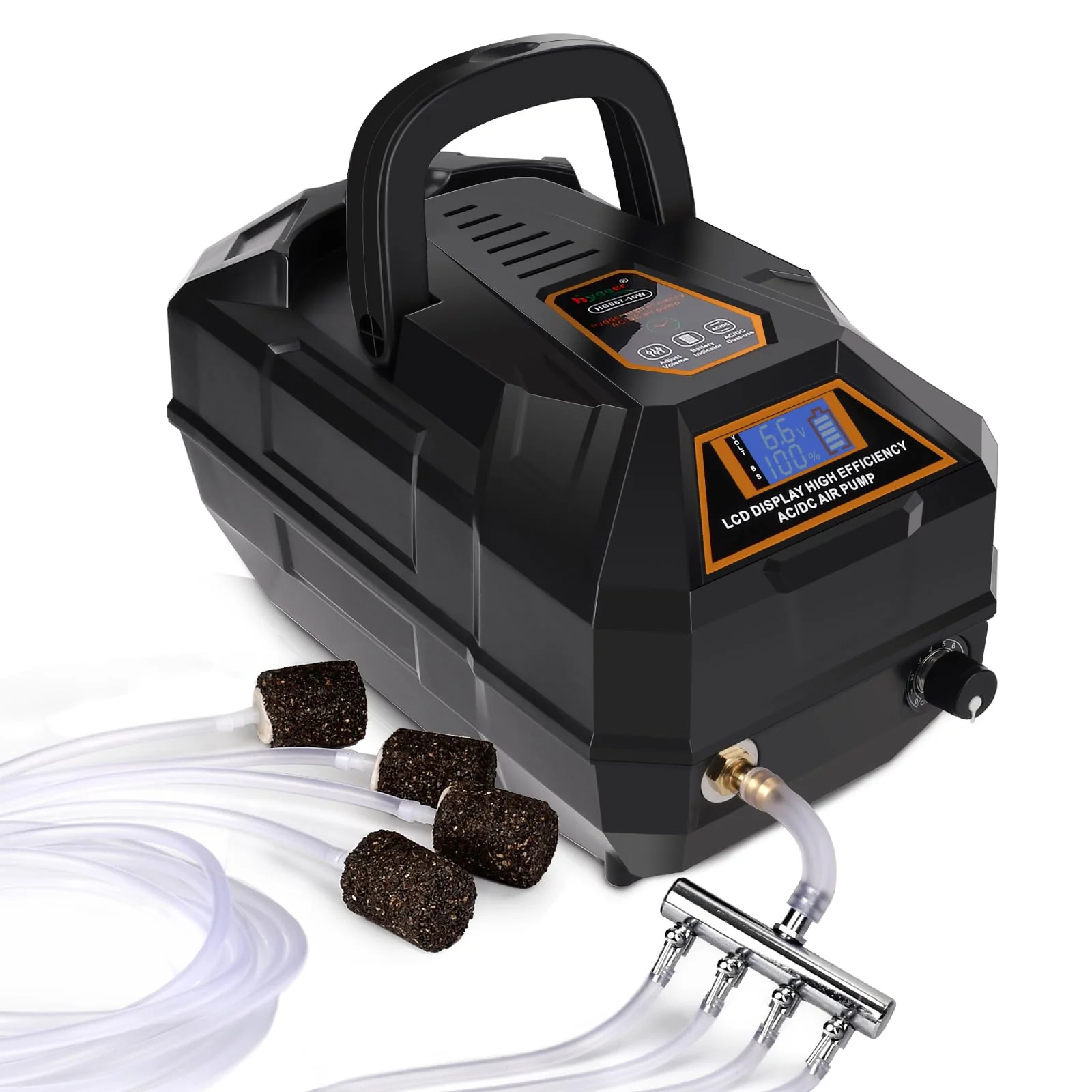 Authentic hygger Rechargeable Aquarium Air Pump – Quiet Powerful 4-Outlets Diverter High-Quality