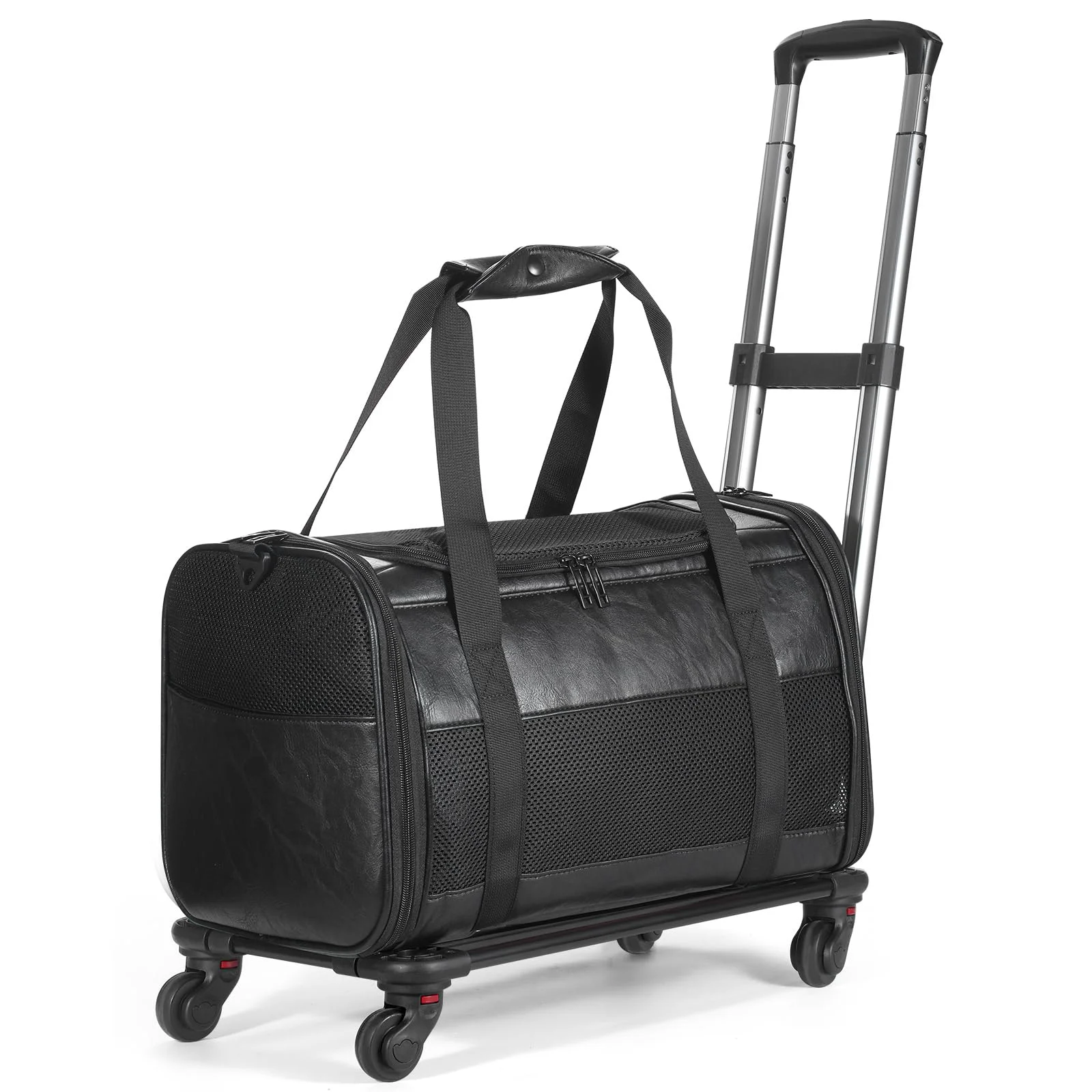 Easy-to-Use Monanller Airline- Pet Carrier with Wheels Premium Vegan Leather Small Pet Carrier Expertly Made