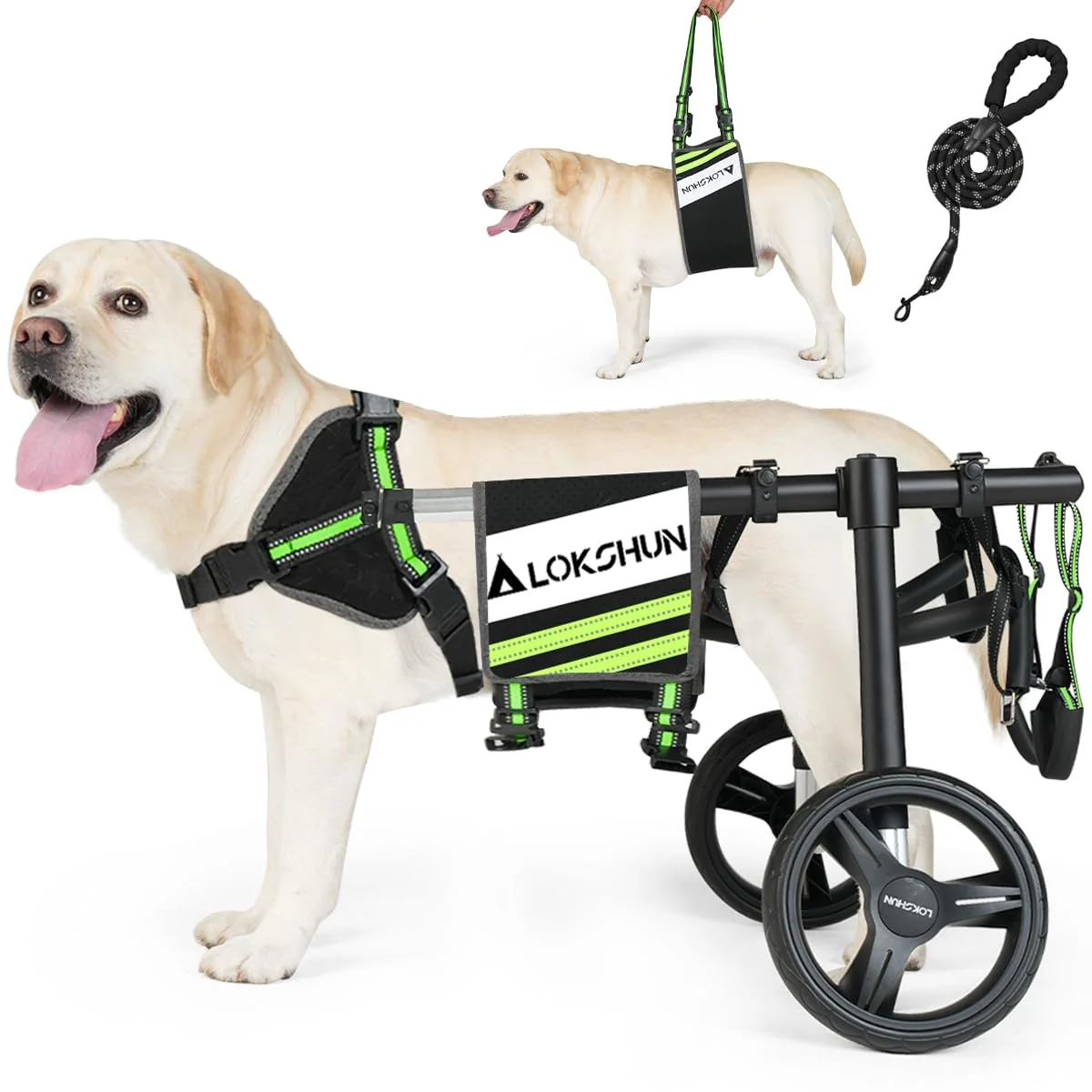 Modern Lokshun Dog Wheelchair for Back Legs – Multi-Function Lift Adjustable XL Green 56-88 lb Official