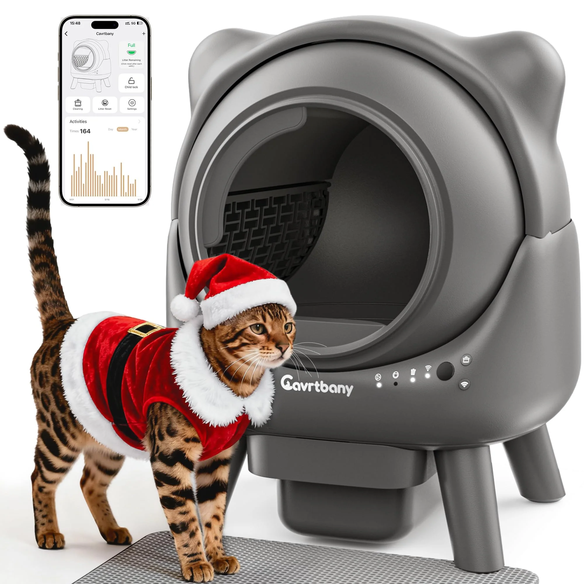 Top-Quality Cavrtbany Automatic Self-Cleaning Litter Box for Multiple Cats App Control Health Monitoring Comfortable