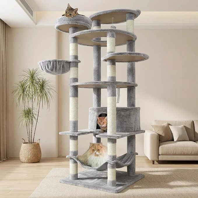High-Performance 78.8 Large Cat Tree Tower for Indoor Kitties Sisal Scratching Posts Hammock Trendy