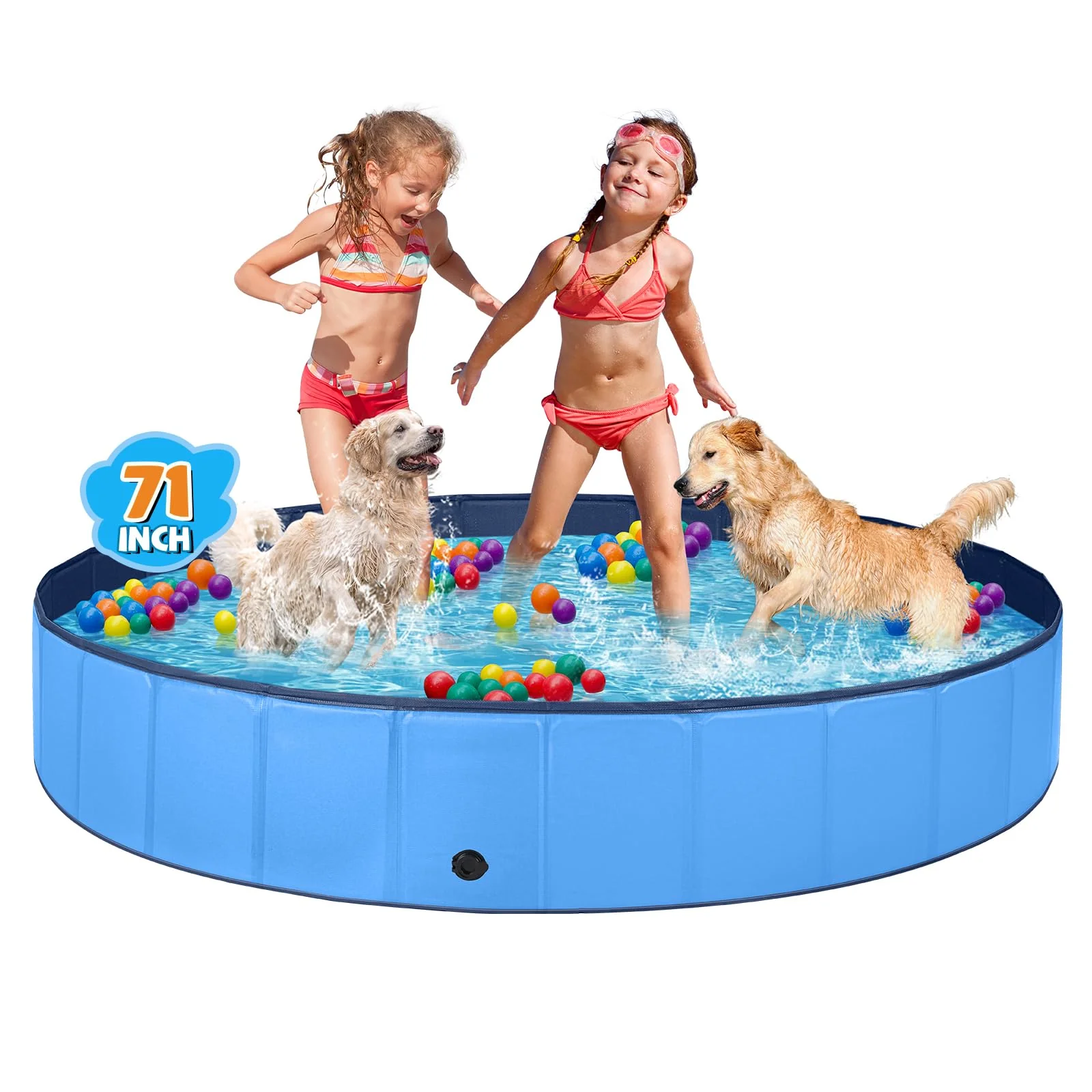 Contemporary Jecoo Foldable Dog Pool for Large Dogs – Hard Plastic Kiddie Pool Outdoor Bath Tub Elegant