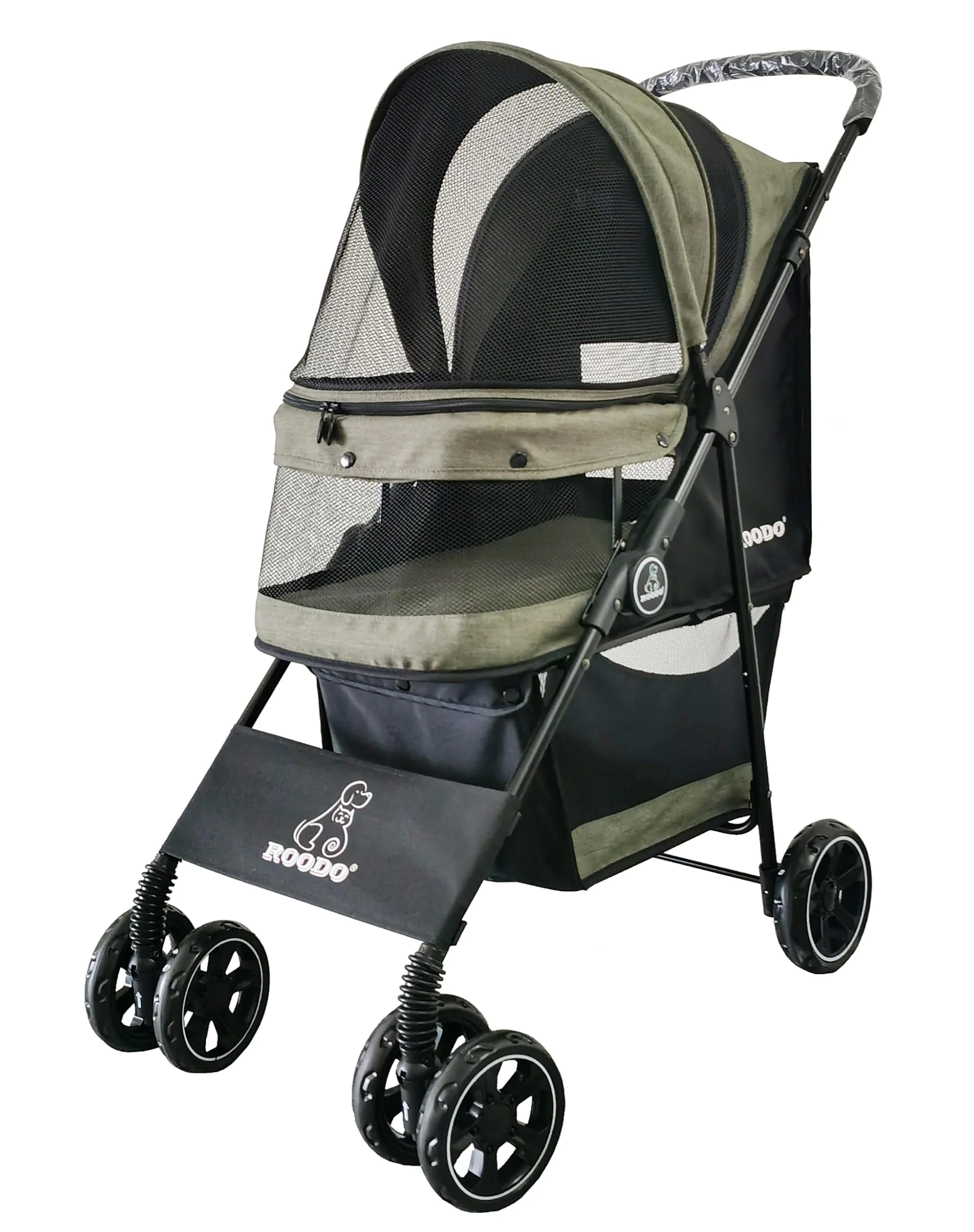 User-Friendly ROODO 4 Wheel Pet Stroller Lightweight Foldable Jogger for Dogs Cats up to 30lbs – Sage Green Healthy