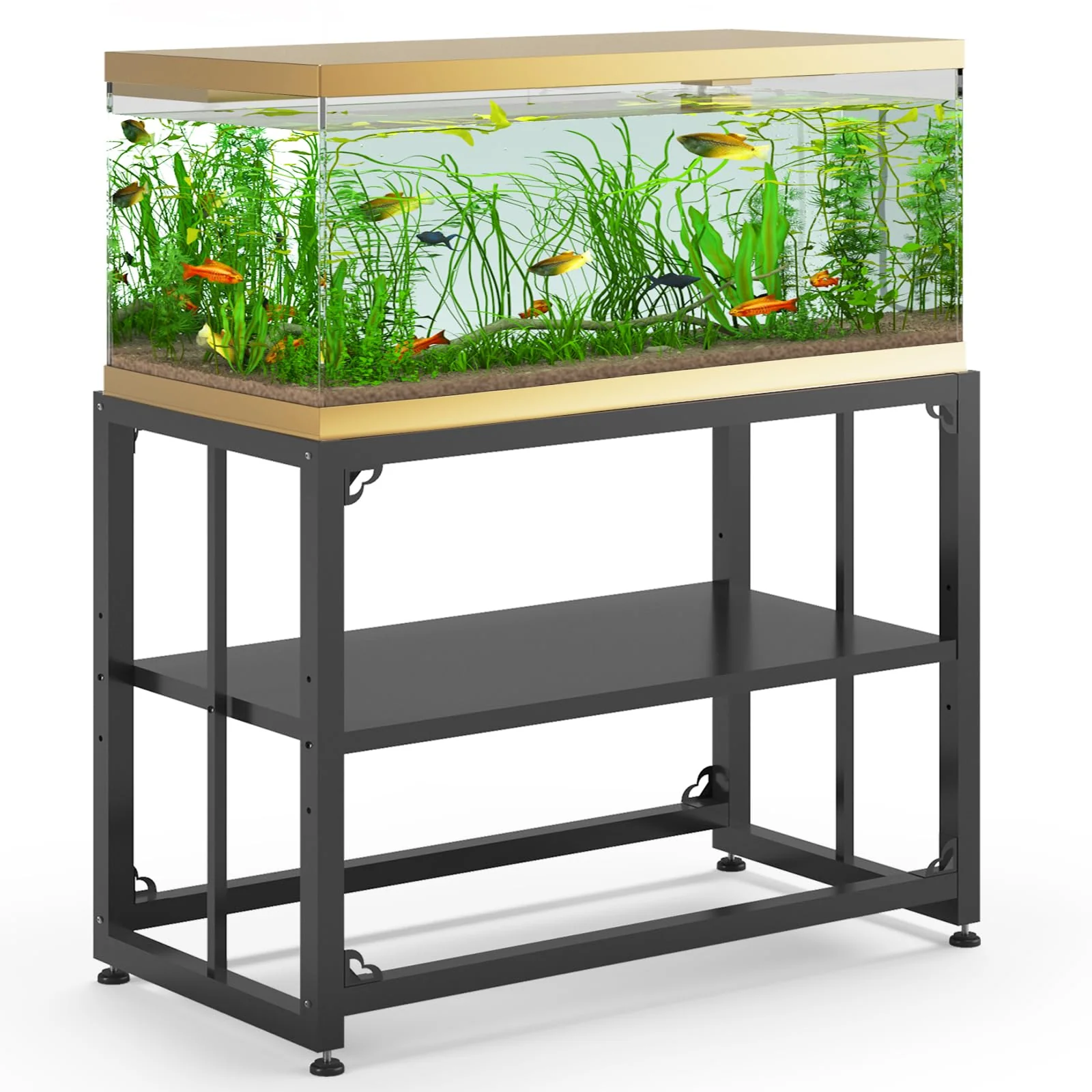 Green TOCRETOARE Fish Tank Stand 40 Gallon – Metal Aquarium Stand 36.5 L x 18.5 W x 29.5 H 660 lb Capacity Black Environmentally Friendly