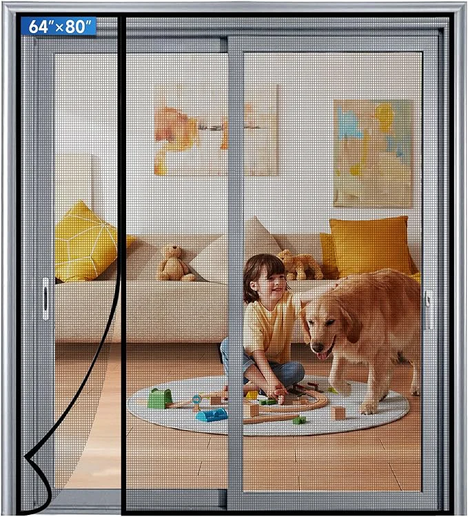 Eco-Friendly Magnetic Screen Door Left Right Side Opening Upgraded PET Mesh Greater Than Dependable