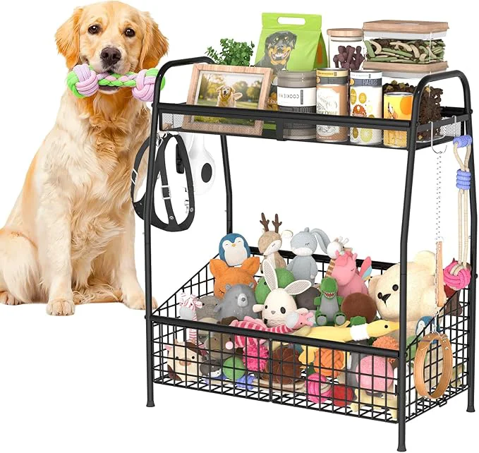 Quality Indestructible Large Dog Toy basket Toy Box for Dogs Pet Toys Bin Dog Metal Wire Basket for Toys Food Storage Storage Organizer Chest Storage Toy Box for Living Room Area Black About ThisOverview Smooth