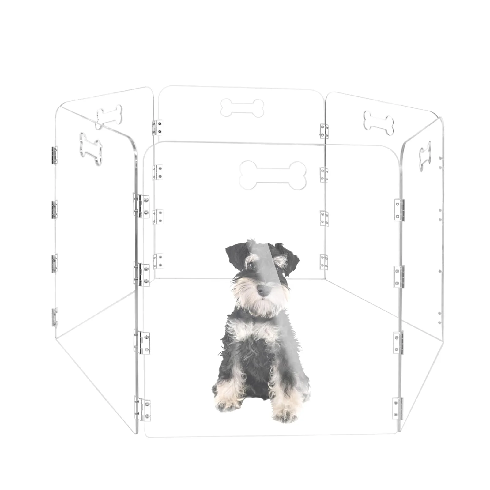 Recyclable Cutora Acrylic Dog Playpen 120in W x 24in H — Foldable Preassembled -Standing Pet Fence Natural