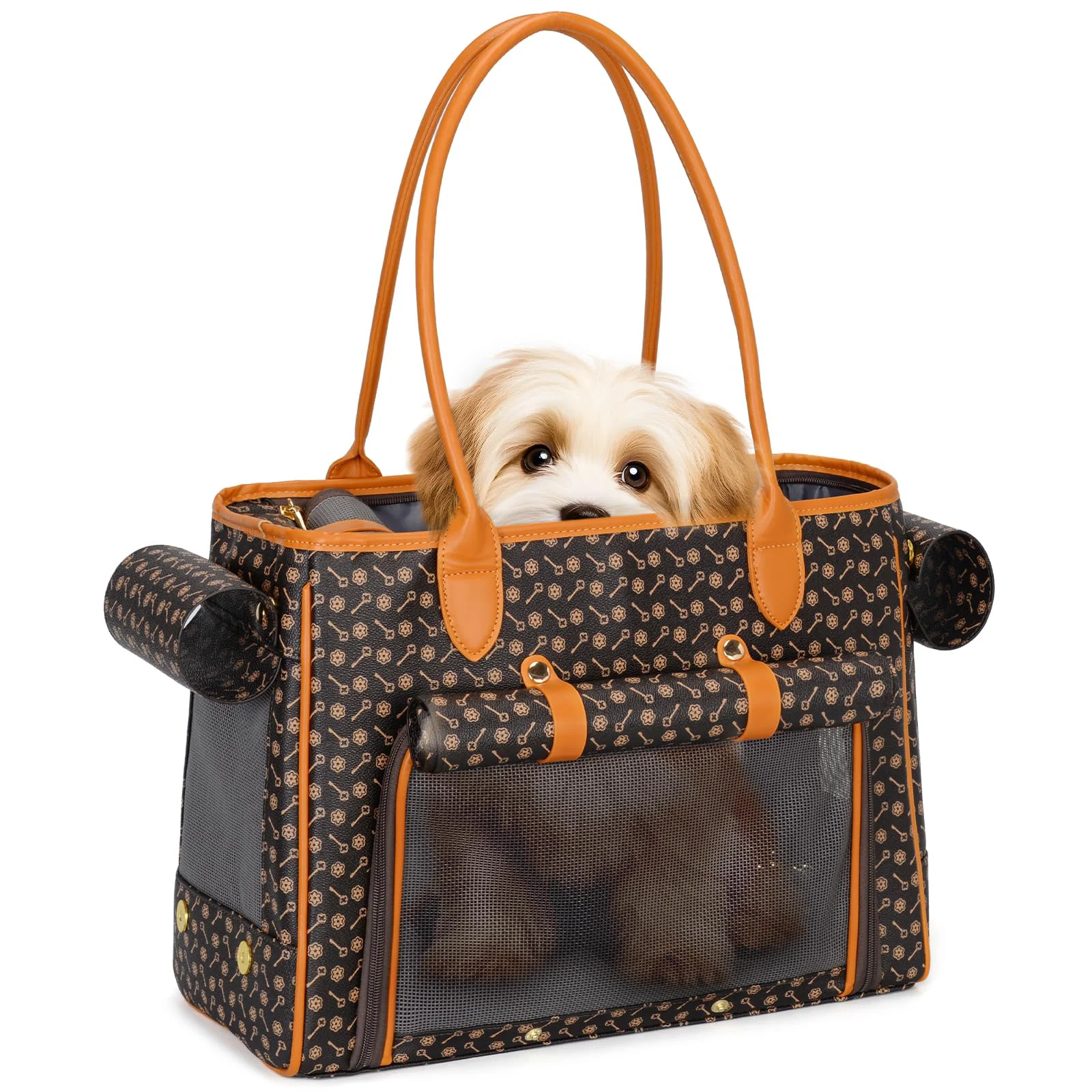 Consistent Minsong Fashion Pet Carrier Purse – Soft-Sided Tote for Small Dogs Cats Coffee Minimalist