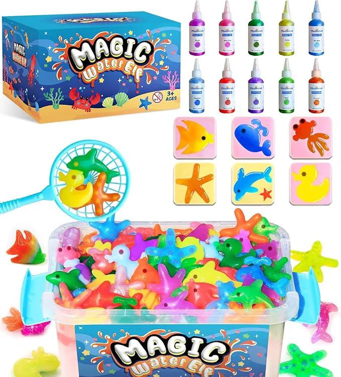 Recyclable Water Elf Toy Kit – Aqua Art Water Fairy Gel Kit for Kids – 10 Colors Gel Water Pets – DIY Squishy Maker Set – Make Your Own Squishies Toy Crafts Party Favor for Boys Girls Ages 6-12About ThisOverview Responsible