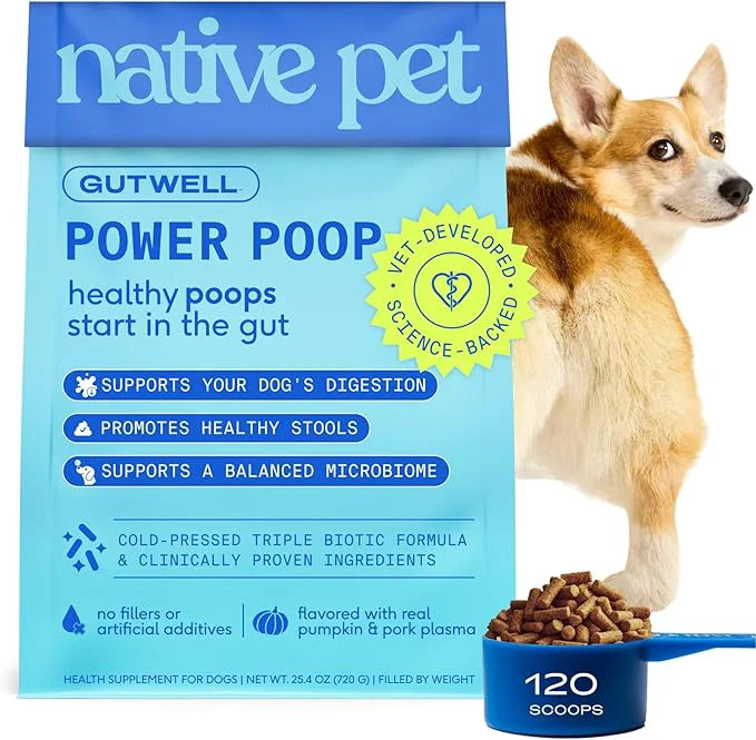 Official Native Pet GutWell Power Poop – Digestive Support Fiber for Dogs – Promotes Healthy Stools Supports Balanced Microbiome Digestive Function – Triple-Biotic Blend M-Fiber – 120 ScoopsAbout This Elite